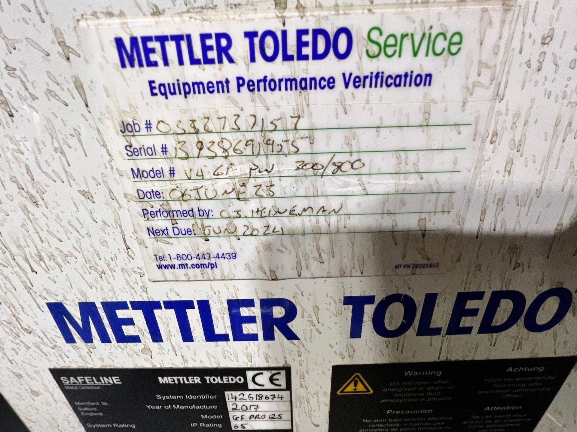 METTLER TOLEDO SAFELINE FLOW THROUGH / DROP THROUGH METAL DETECTOR, MODEL GFPRO125, S/N 14261874, - Image 5 of 5