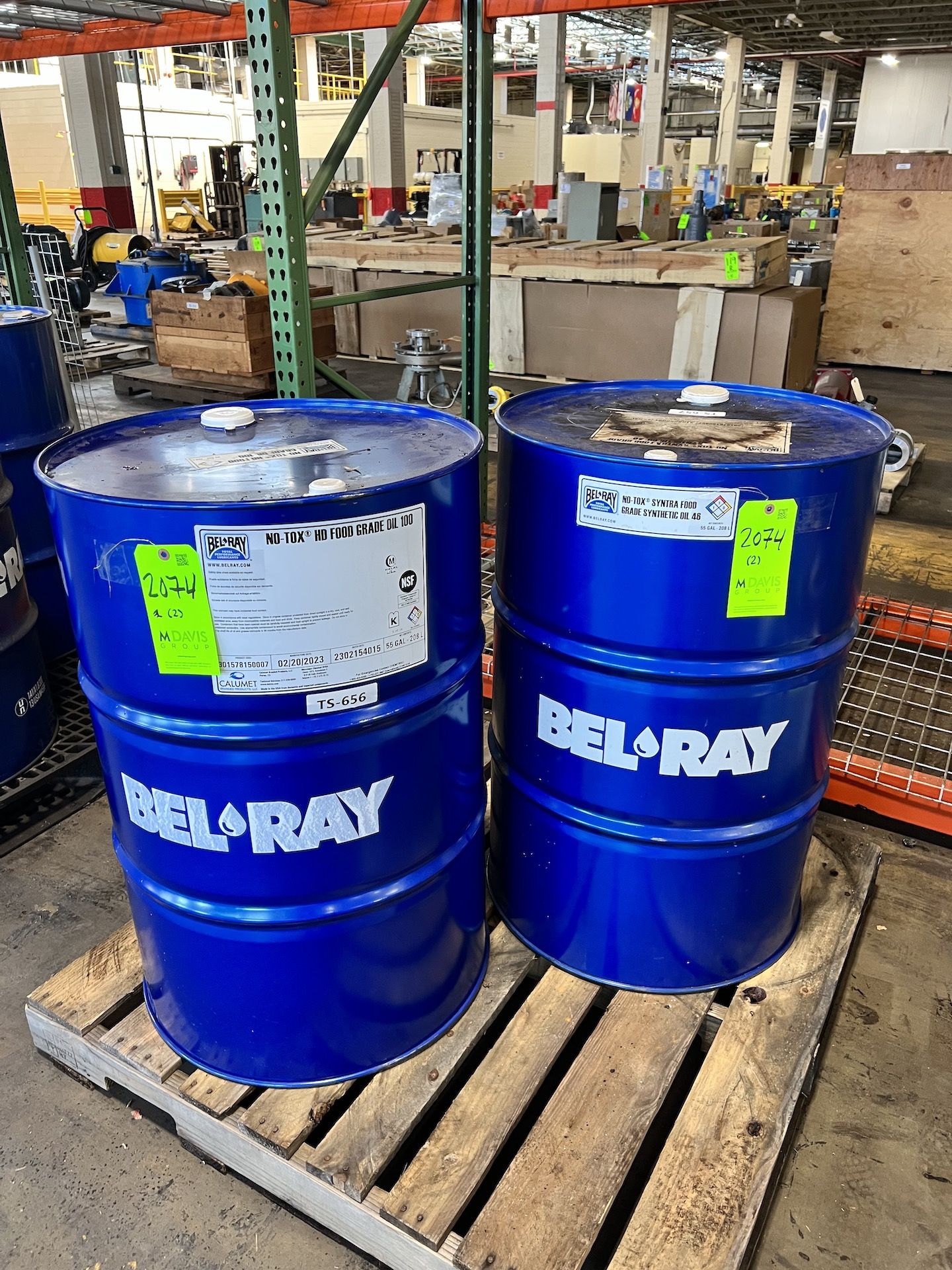 (2) 55-GALLON DRUMS OF BELRAY NO-TOX SYNTRA FOOD GRADE SYNTHETIC OIL 46