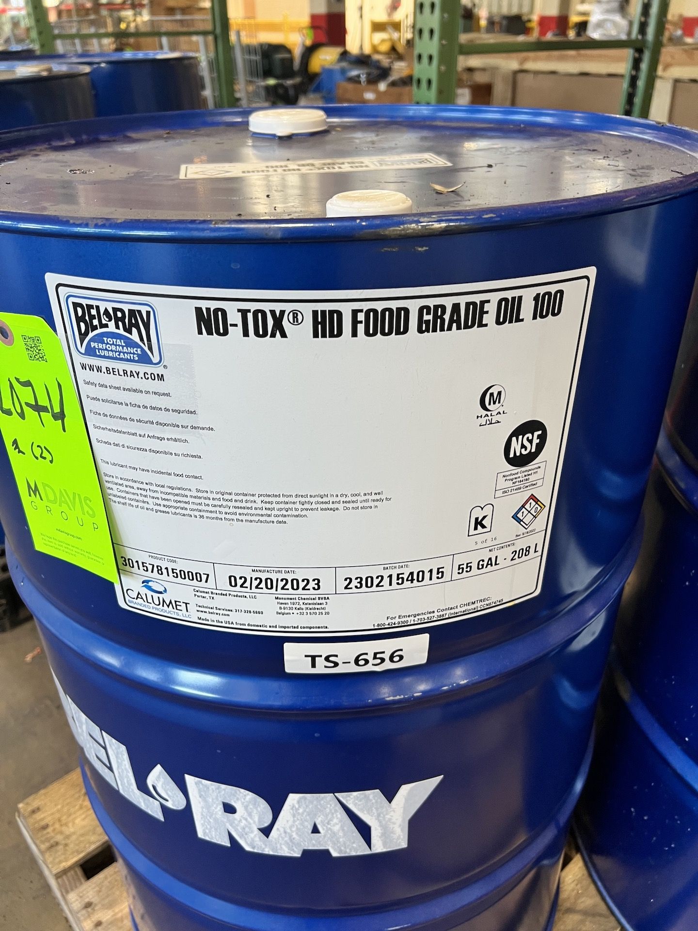 (2) 55-GALLON DRUMS OF BELRAY NO-TOX SYNTRA FOOD GRADE SYNTHETIC OIL 46 - Image 2 of 6