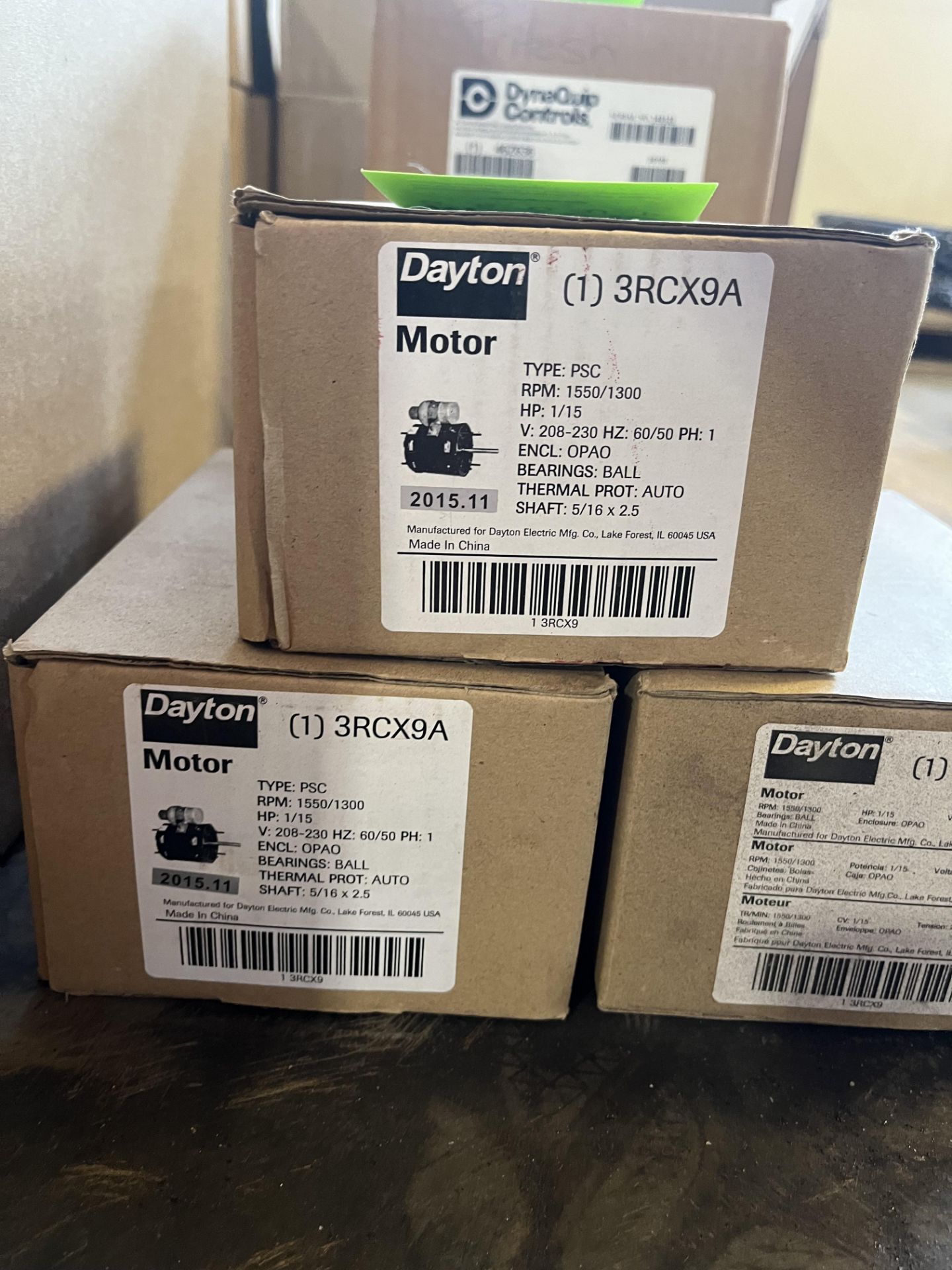 NEW DAYTON ELECTRIC MOTORS, 1/15HP 1550/1300 RPM, TYPE PSC