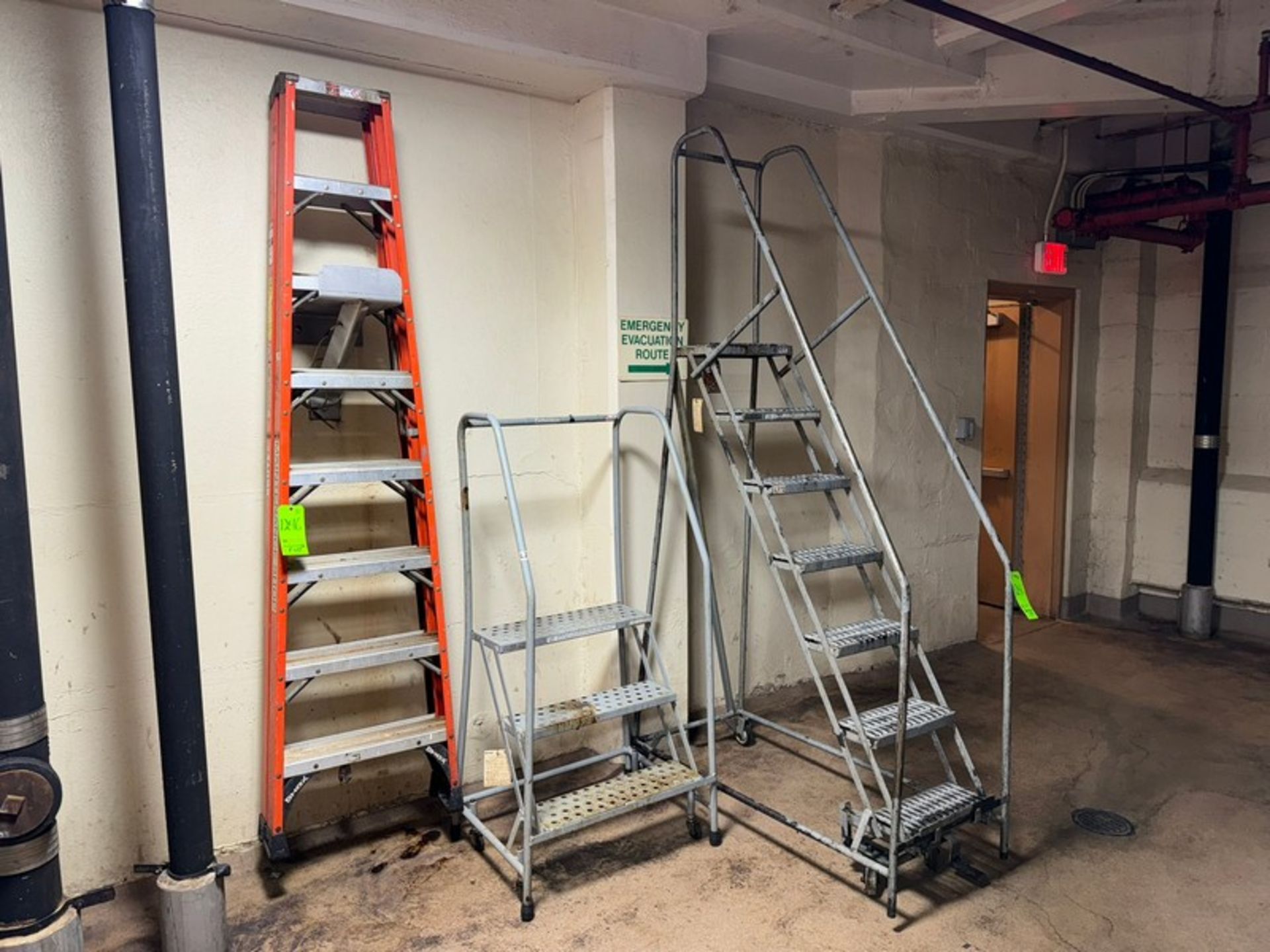(2) Cotterman Portable Stairs, 1-(7) Stair Unit, & 1-(3) Stair Unit, with A-Frame Ladder (LOCATED IN