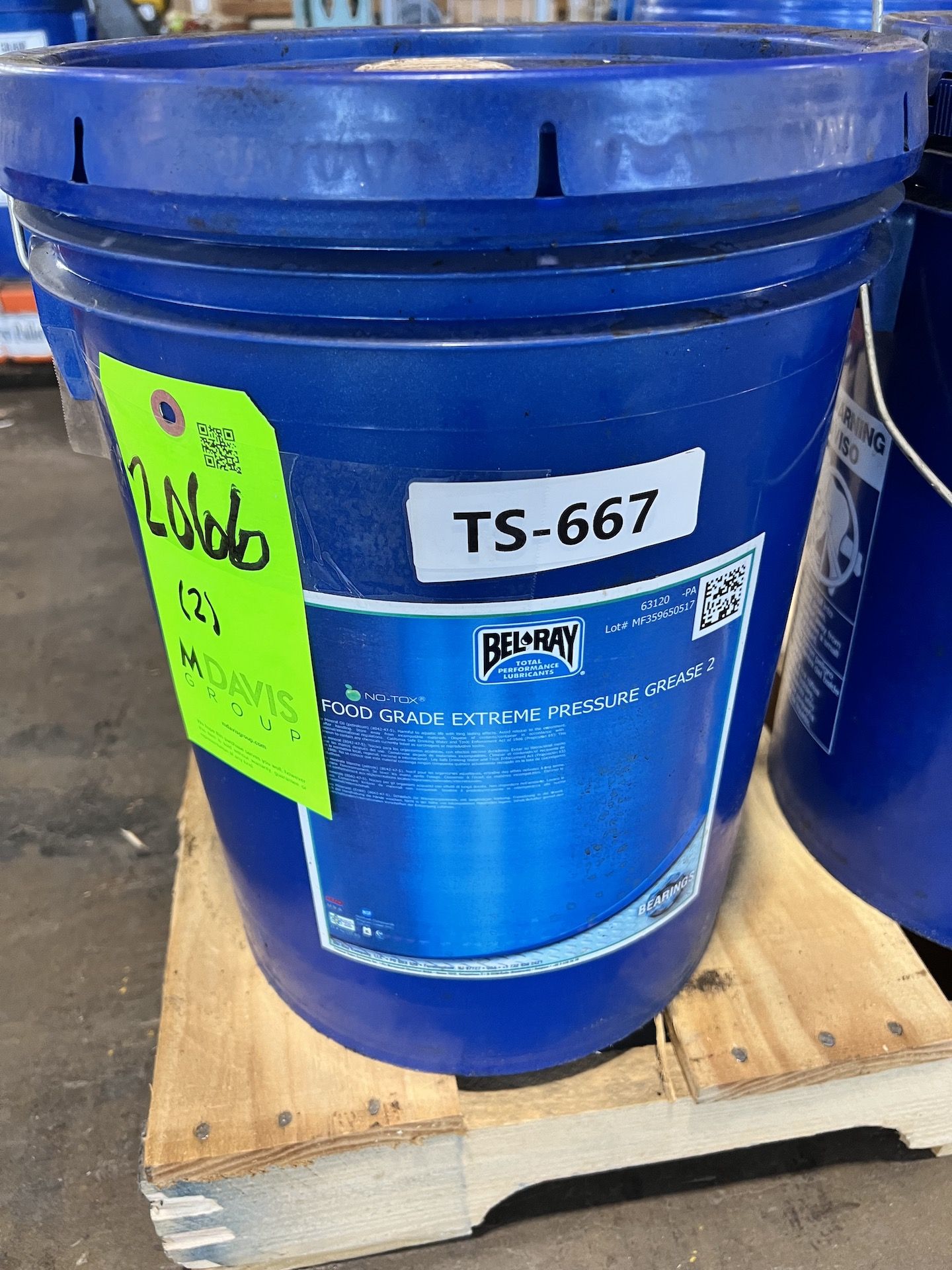 (2) Belray No Tox Food Grade Extreme Pressure Grease 2, Product # 63120-PA , 5 Gallon Pails - Image 3 of 3