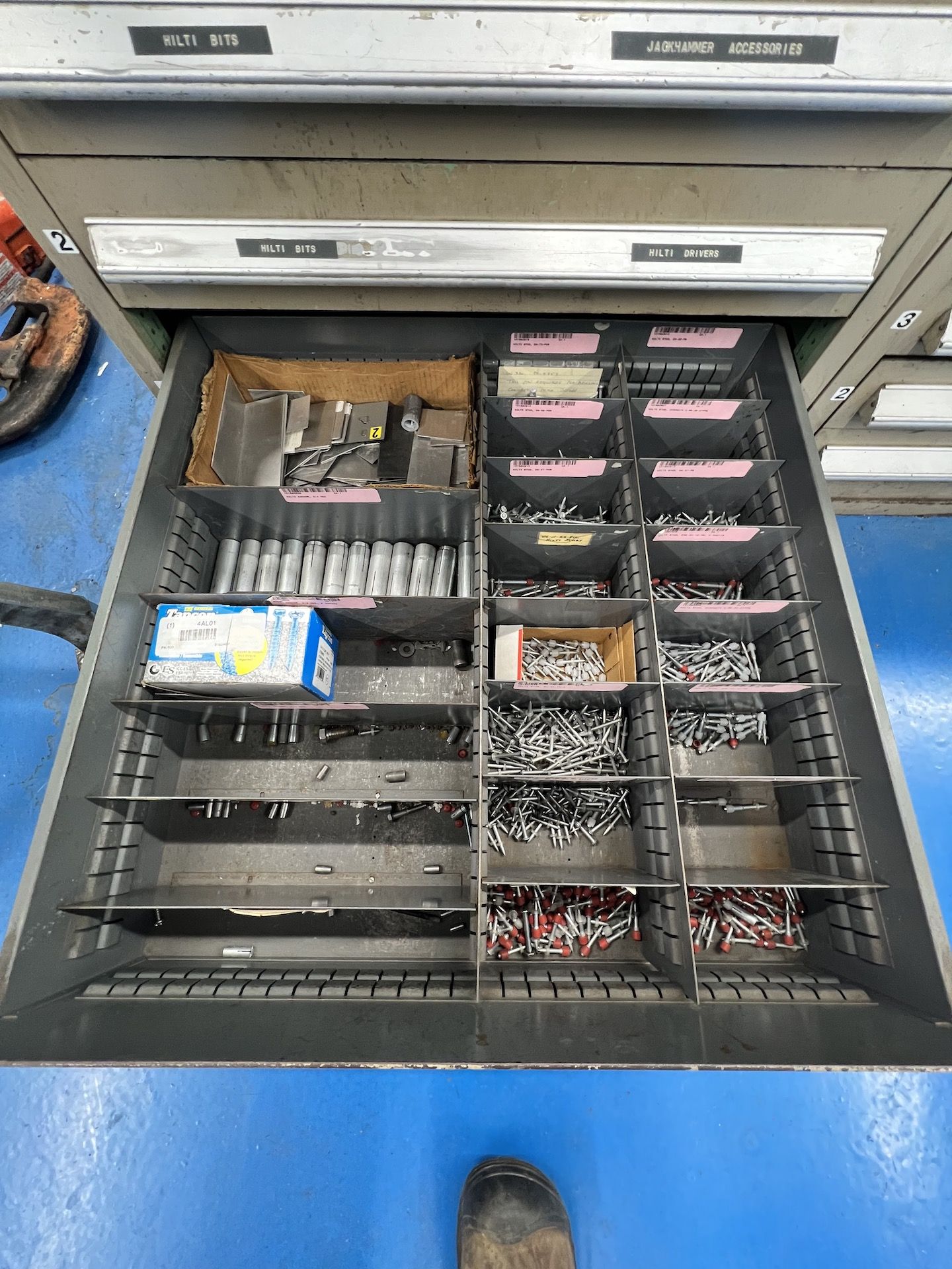 PARTS CABINET WTH CONTENTS, INCLUDES ASSORTED HARDWARE, SHEET METAL SCREWS, SEL-TAPPING SCREWS, - Image 13 of 13