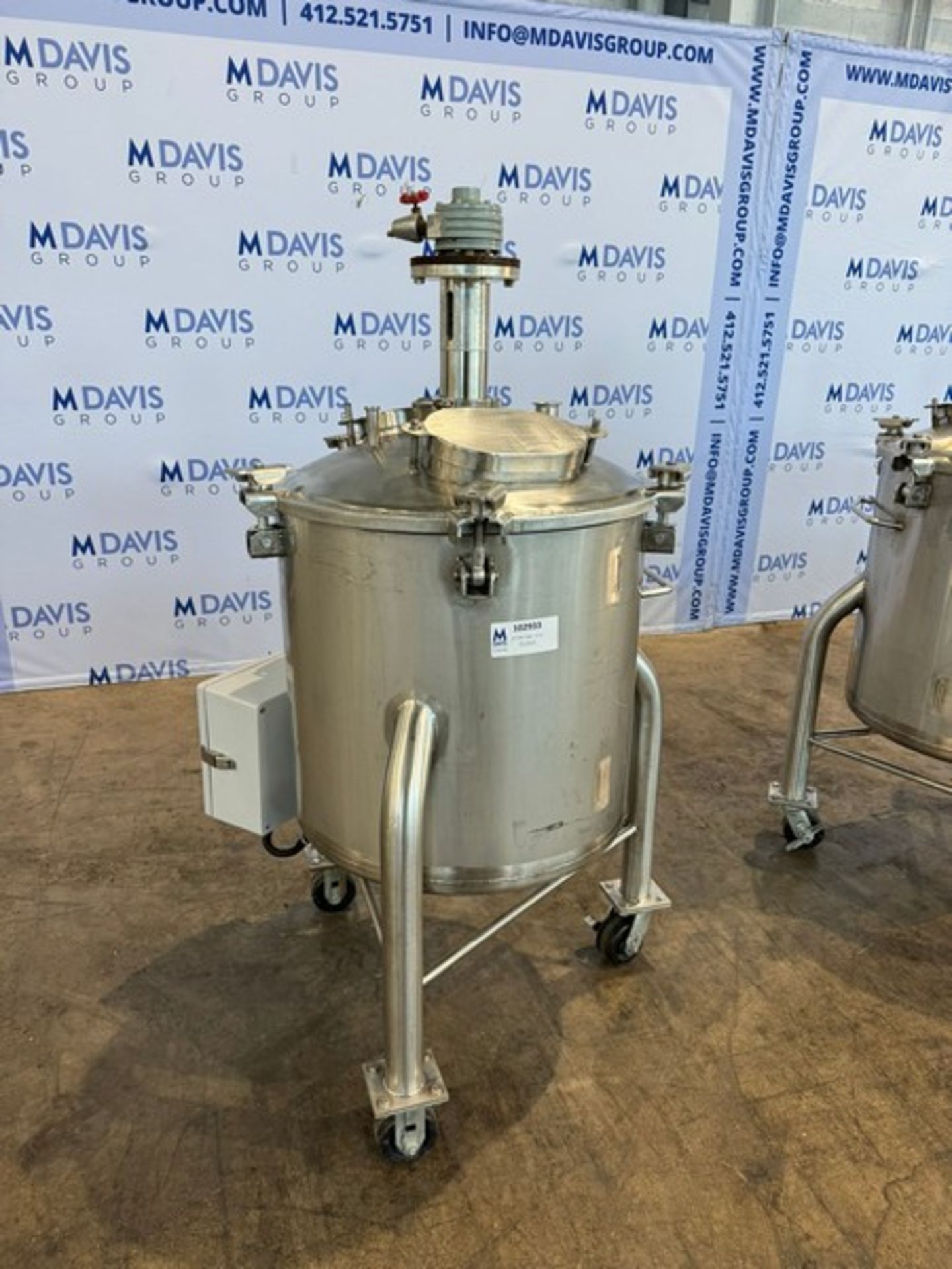 Aprox. 50 Gal. S/S Single Wall Mix Tank, Vessel Dims.: Aprox. 22" Deep x 24" Dia., with Vertical S/S