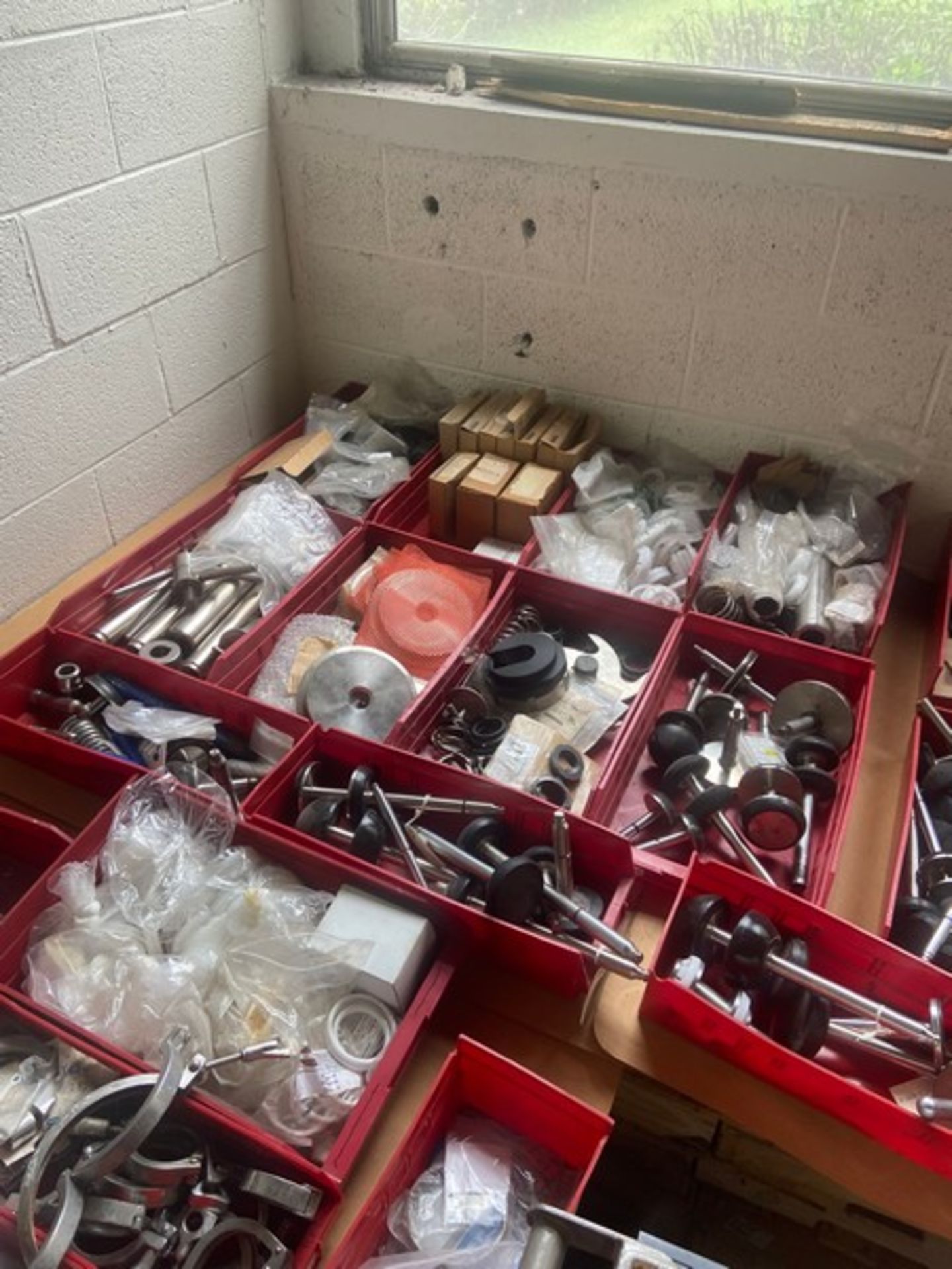 Large Assortment of NEW Parts with Parts Bins, Includes S/S Pump Parts, Air Valve Parts, Gaskets, - Image 9 of 9