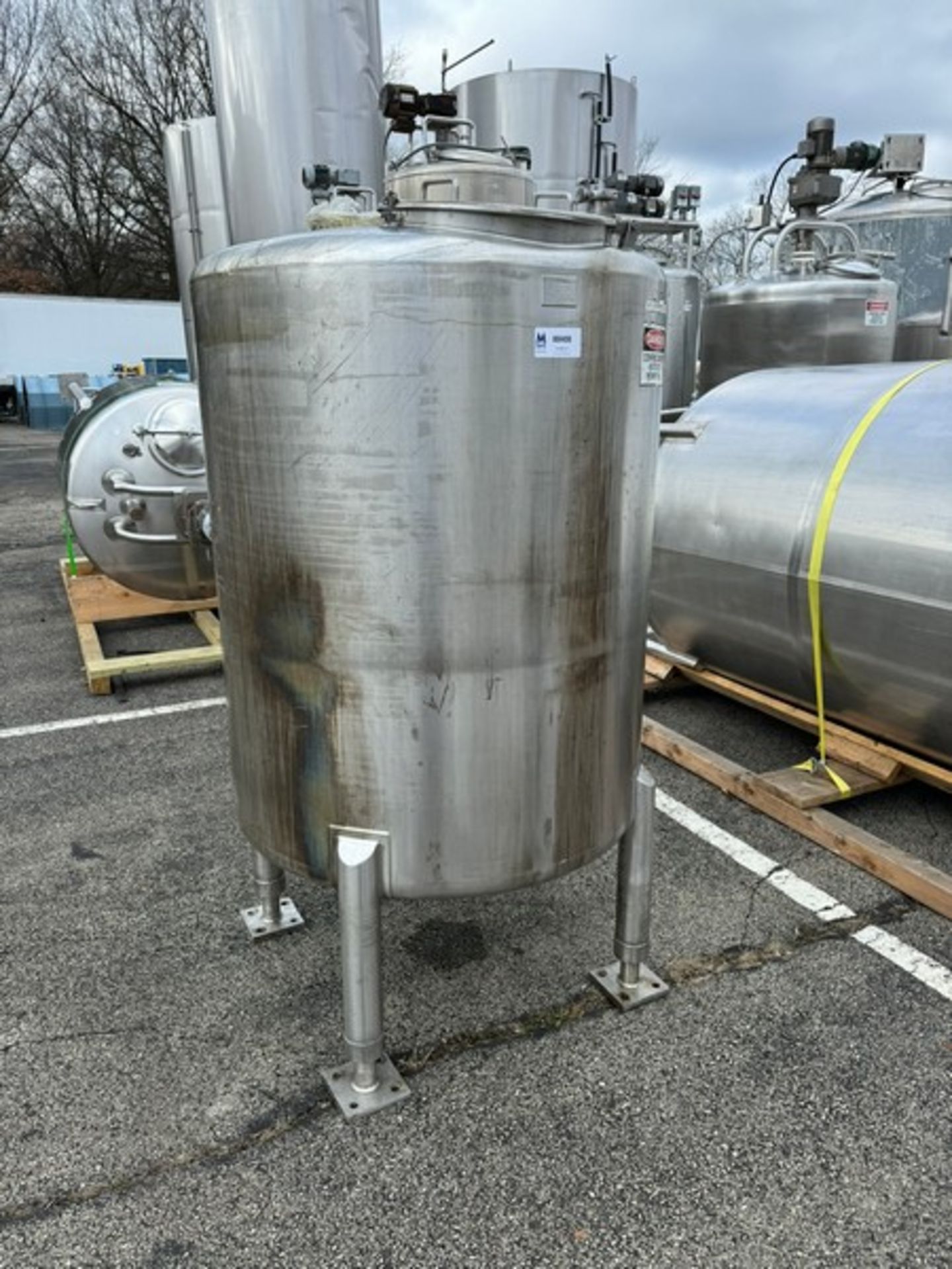 Scott Turbon 250 Gal. S/S Mix Tank, S/N 5319, with Dish Bottom, with Top Man Door, with Aprox. 3”