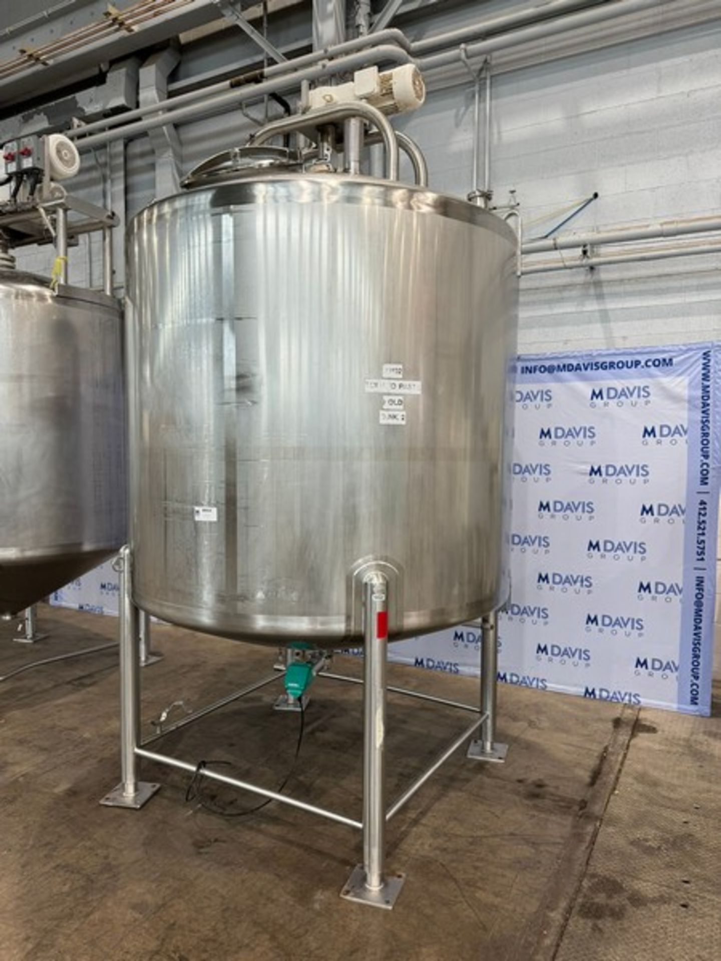 Feldmeier 1,000 Gal. S/S Single Wall Mix Tank, S/N E-830-00, Internal Vessel Dims.: Aprox. 62" L x