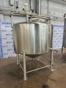 Aprox. 500 Gal. S/S Single Wall Mixing Tank, Vessel Dims.: Aprox. 36" H x 36" Dia., with Dome Top,