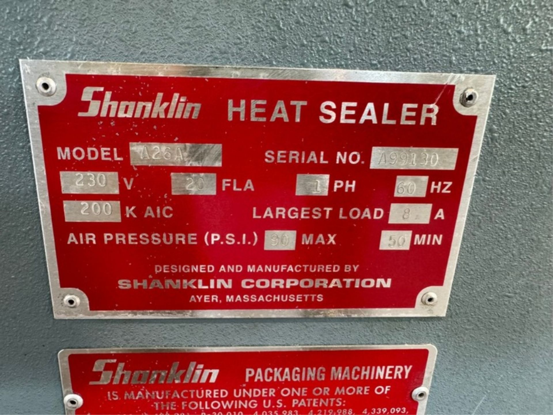 Shanklin Heat Sealer, M/N A26A, S/N A99130, 230 Volts, 3 Phase, with Allen-Bradley MicroLogix 1000 - Image 11 of 13