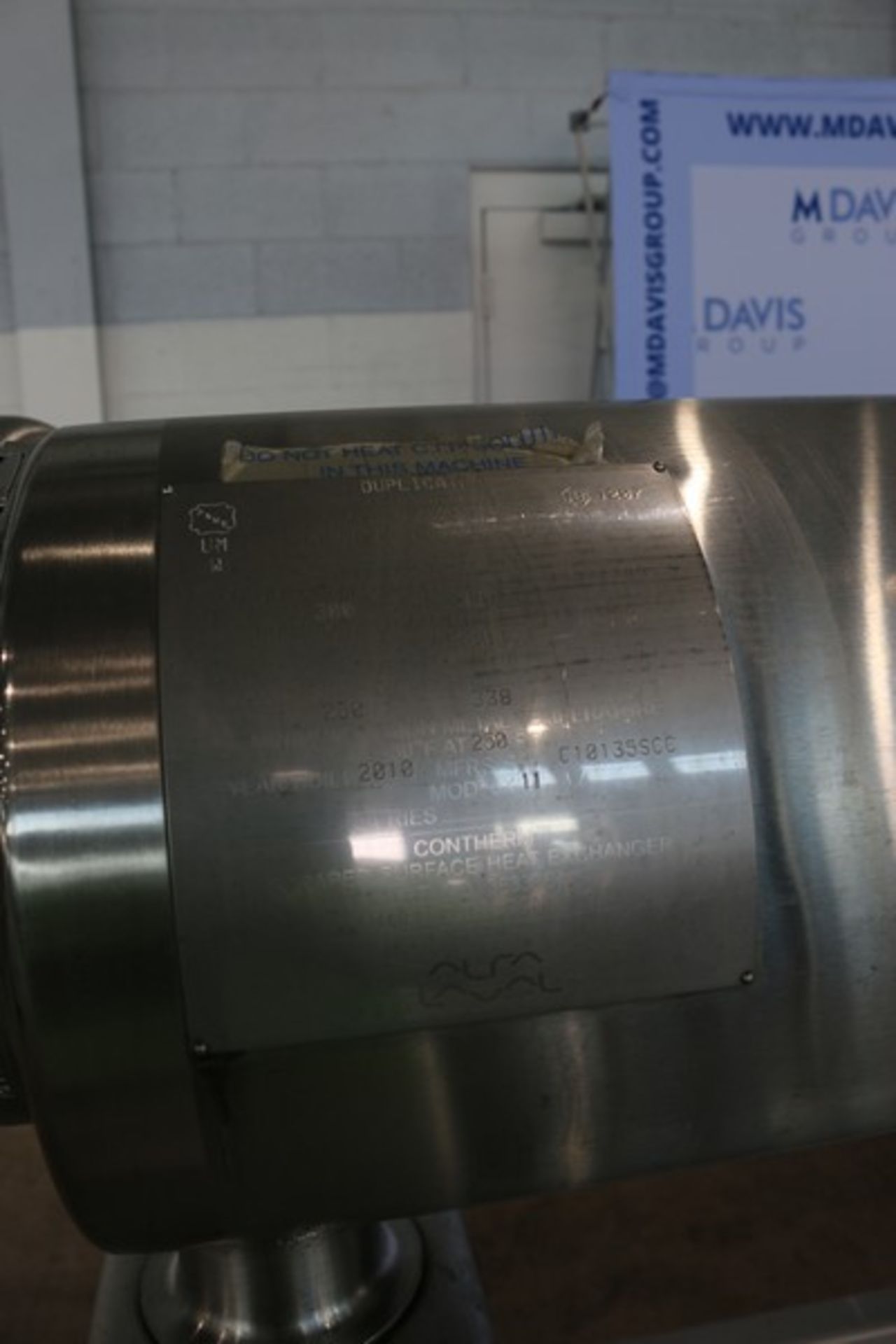 (1) 2010 Alfa-Laval Contherm 2-Barrel S/S Scrape Surface Heat Exchanger, M/N 6x11, MAWP 300 PSI @ 3 - Image 11 of 12