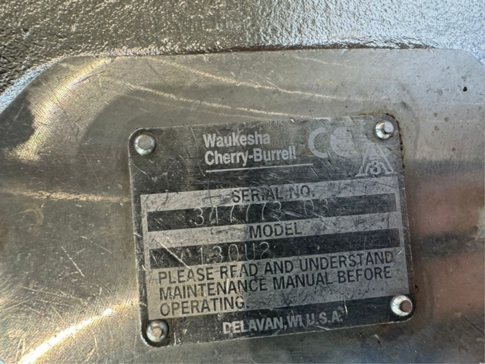 Waukesha Cherry-Burrell 10 hp Positive Displacement Pump, M/N 130U2, S/N 34773 03, with Sterling S/S - Image 5 of 7