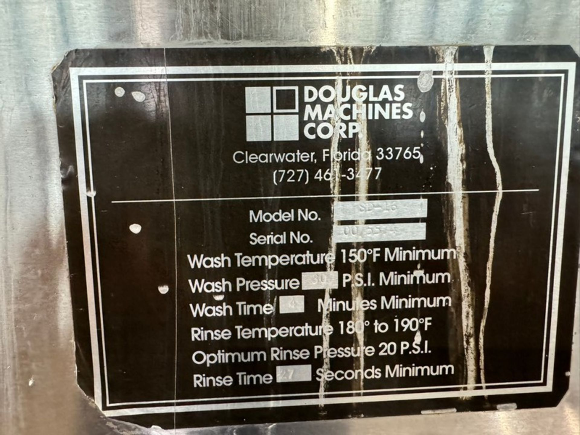 Douglas Machines Corp. S/S Industrial Washing & Santizer System, M/N SD-16, S/N 00-5574, S/S - Bild 3 aus 8