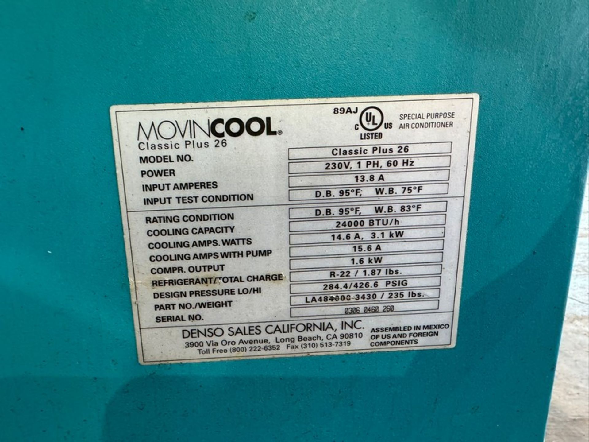 (1) OceanAire Special Purpose Air Conditioner, M/N PAC3612, S/N J2-22571, 208/230 Volts, 1 Phase, - Image 12 of 13