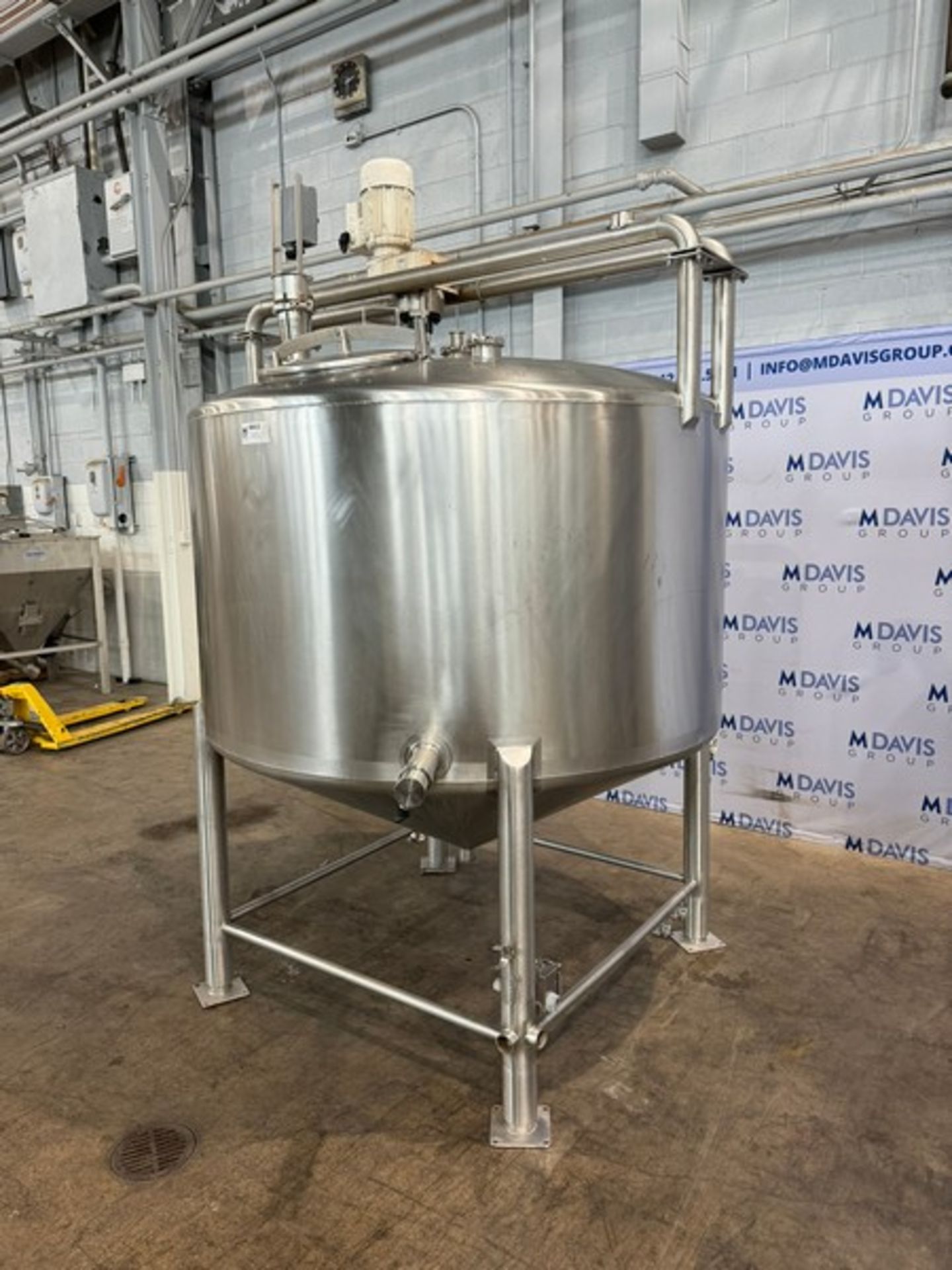 Aprox. 500 Gal. S/S Single Wall Mixing Tank, Vessel Dims.: Aprox. 36" H x 36" Dia., with Dome Top, - Image 2 of 15