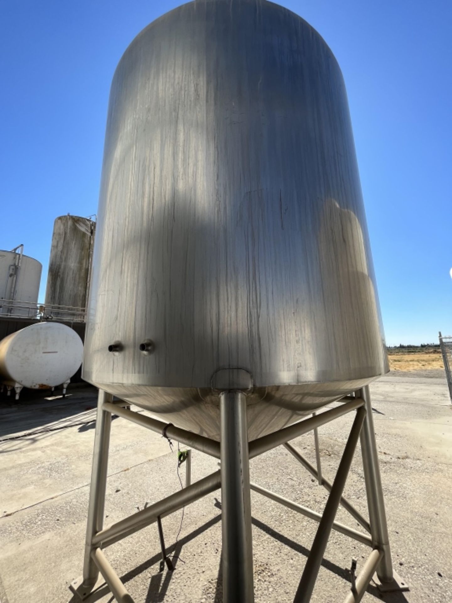 Sani-Fab Jacketed S/S Tank, Tank Dims.: Aprox. 7ft. Tall x 80” Dia., Cone Bottom, Mounted on S/S - Bild 8 aus 9