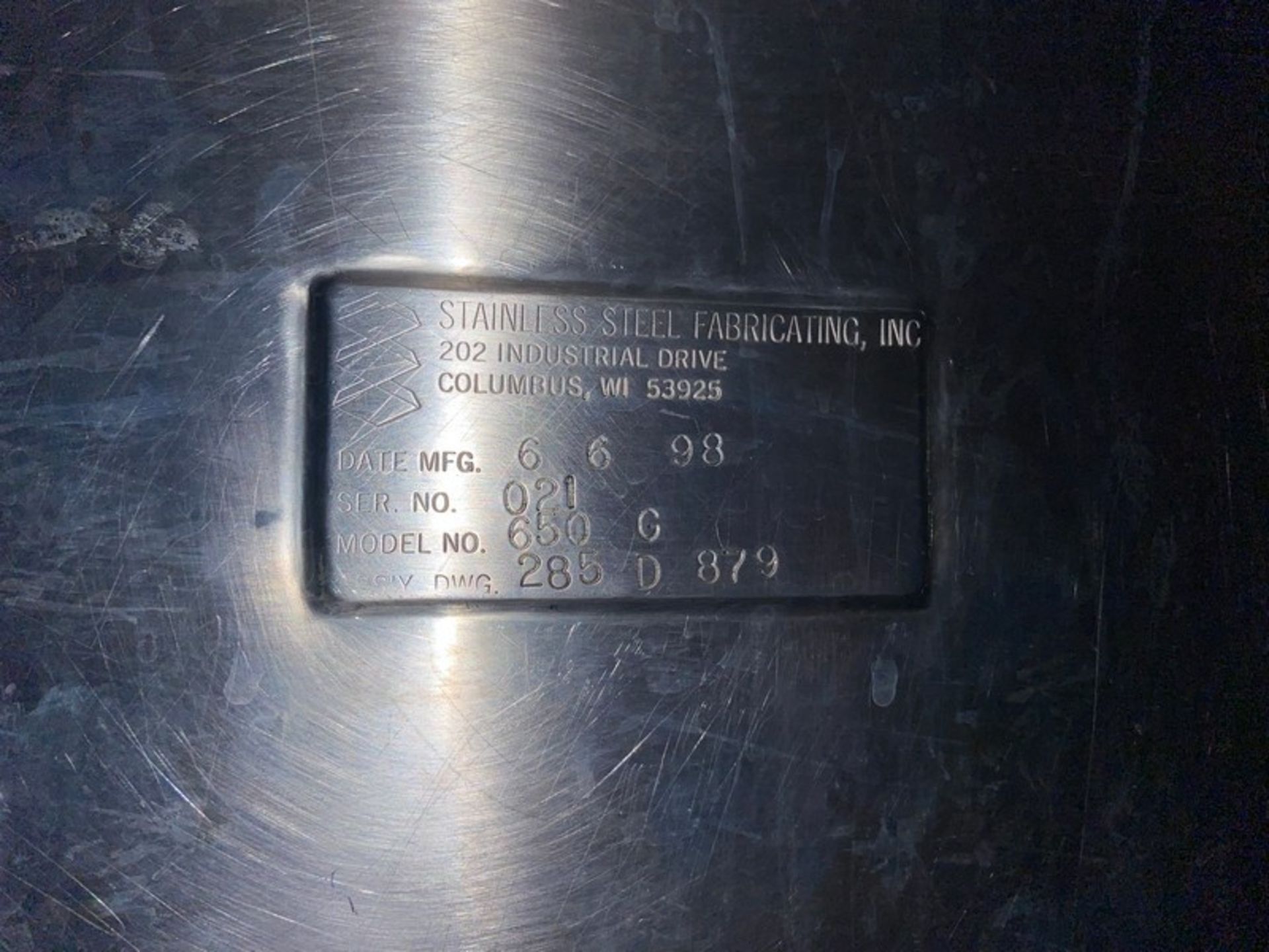 Stainless Steel Fabrication Inc. S/S CheeseCooker, M/N 650 G, S/N 021, with S/S Infeed Funnel, - Image 4 of 8