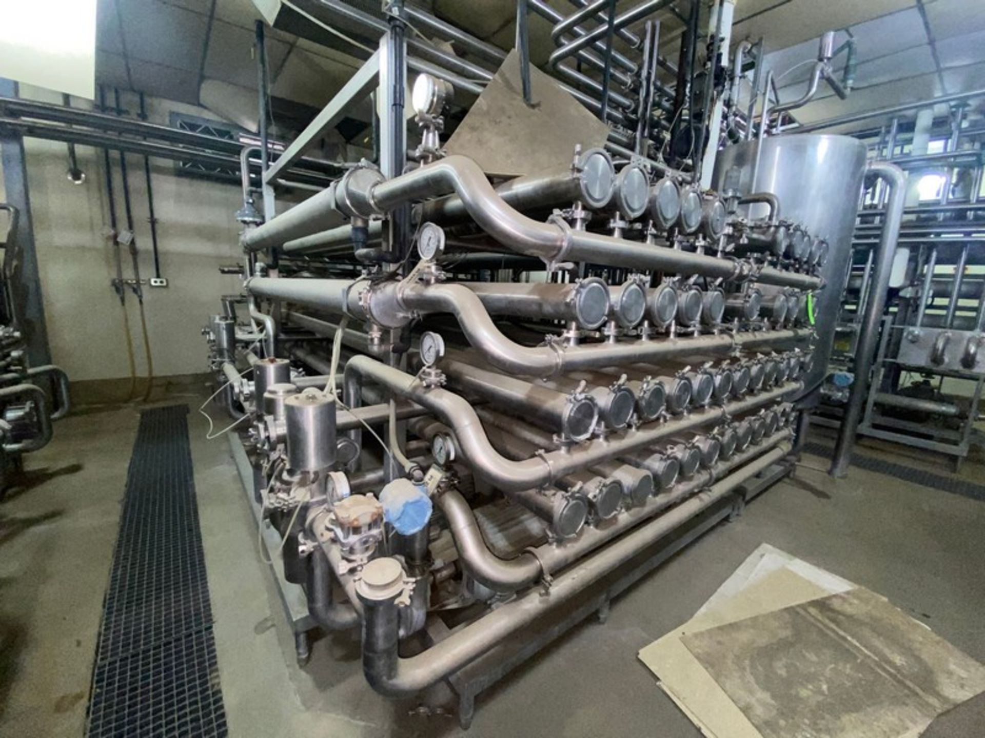 UF S/S Skid, (43) Tubes, Aprox. 4” Dia, Includes(7) Pumps, with Associated Heat Exchanger, Overall - Image 6 of 6