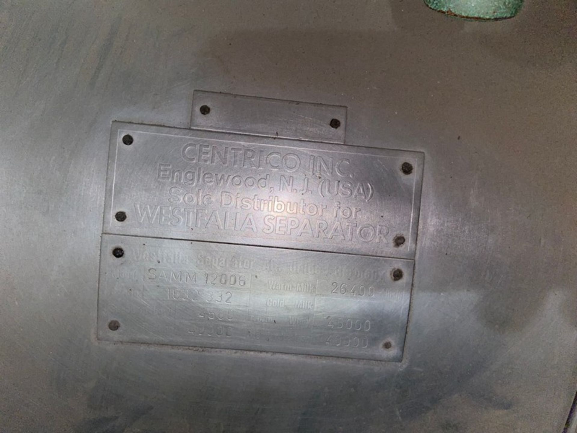 WestFalia/Separators Inc. S/S Separator, M/NSAMM12006, S/N 1632332, Speed of Bowl 4500 RMP, - Bild 5 aus 7