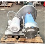 G H (Alfa Laval) 7.5 hp 4" S/S Sanitary Positive Displacement Pump, Model 822, S/N 95-8-50174 with