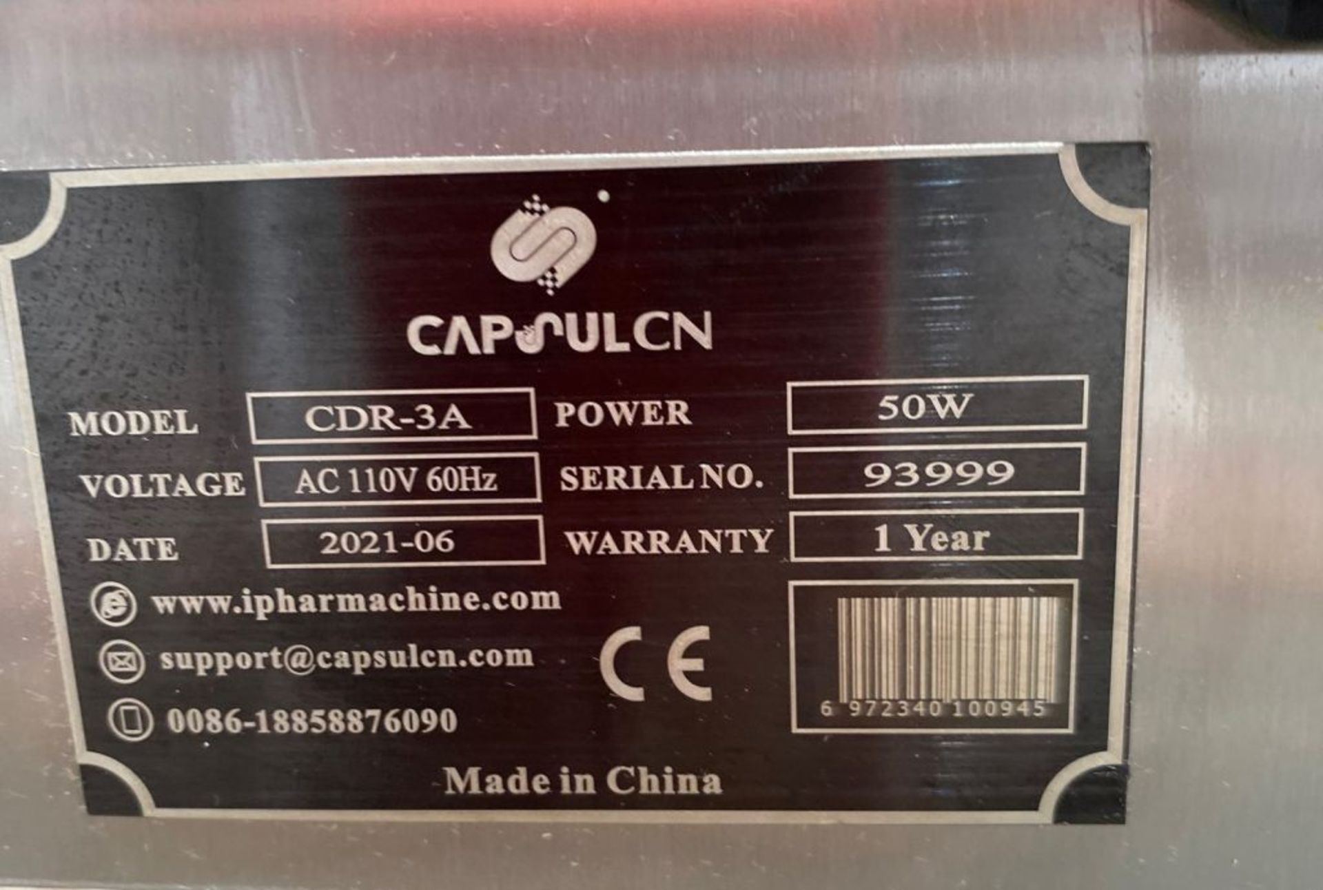 Capsulcn Tablet-Capsule Counter. Model: CDR-3A, Serial: 93999, Made in 2021, 110 Volts, 60 Hz. The - Image 3 of 3