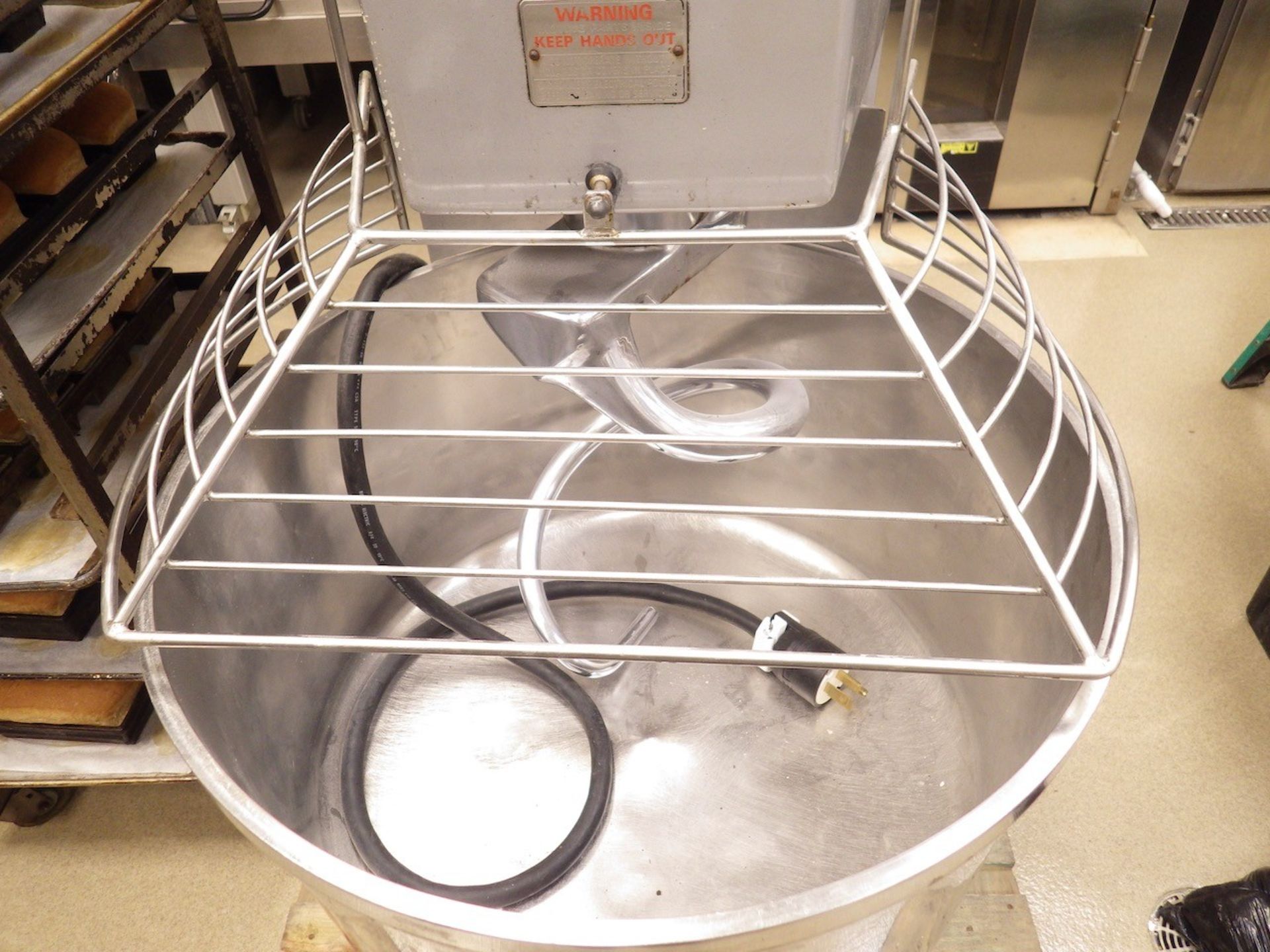 Hobart 190 Qt. Spiral Mixer, Model HF270, S/N 80-001439 with Hook Attachment and Guard, 220 V, 60 - Image 4 of 9