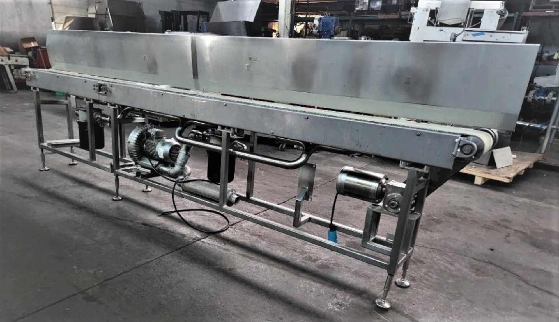 Aprox. 10" Wide x 158" Long S/S Blowoff Belt Conveyor with 10" Wide Belt with Perforations to - Image 7 of 8