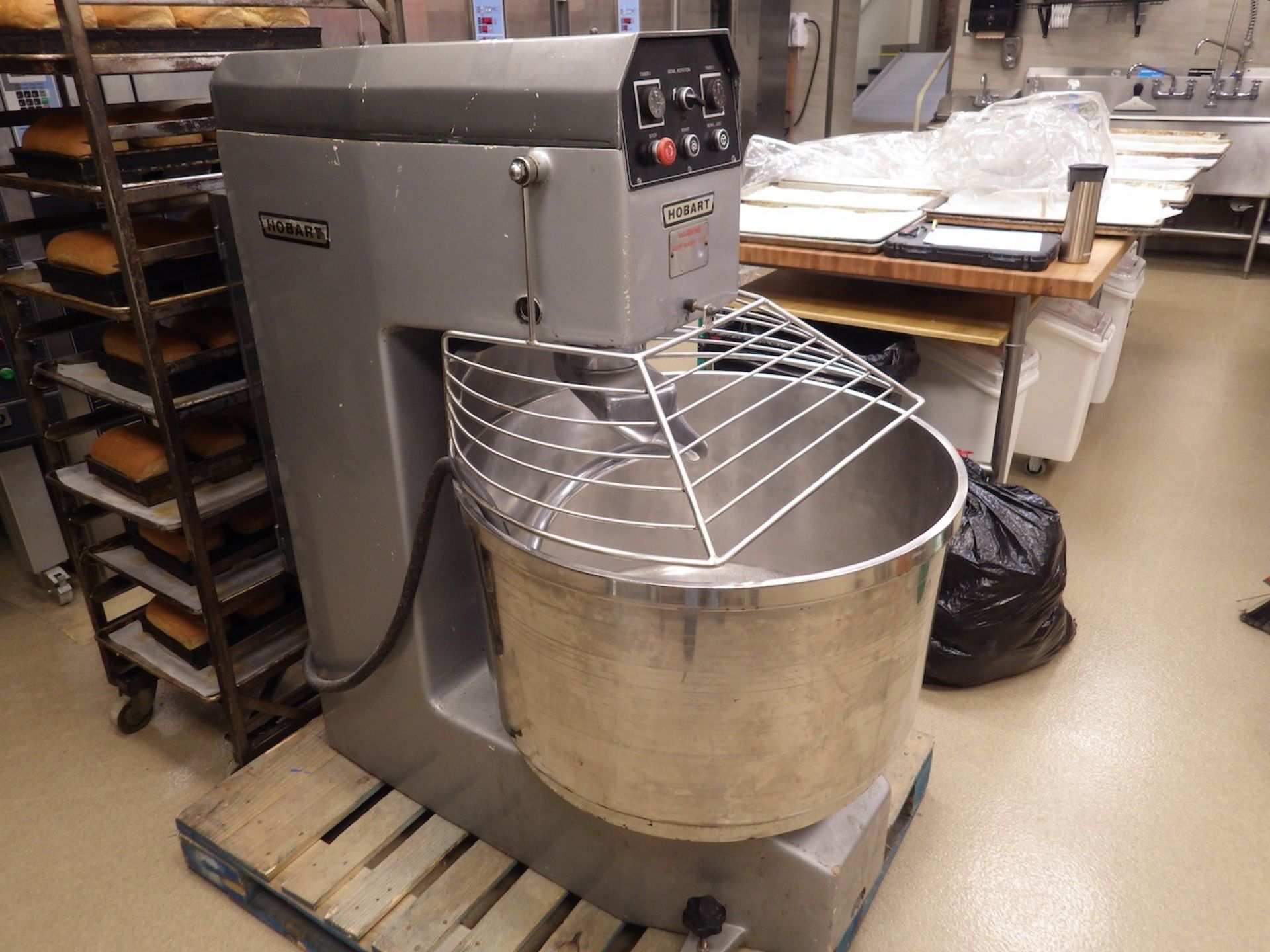 Hobart 190 Qt. Spiral Mixer, Model HF270, S/N 80-001439 with Hook Attachment and Guard, 220 V, 60