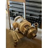 Used APV Centrifugal Pump, Sanitary Stainless Steel Constructions. 5 hp. 460 Volts Motor. Mounted on
