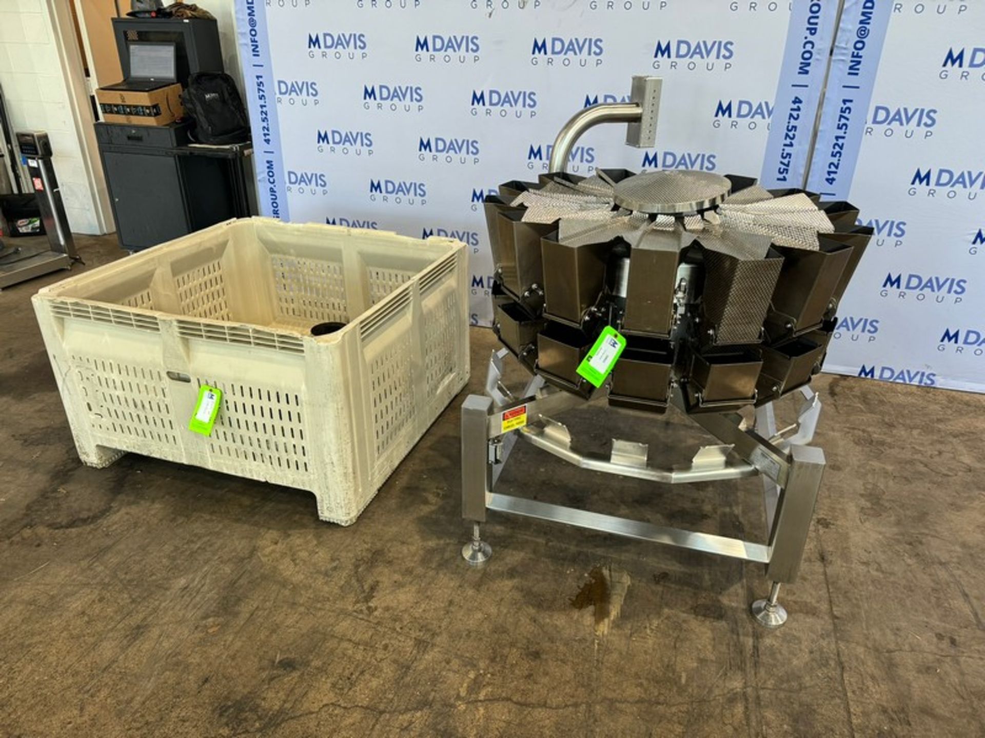 WeighPack Systems Inc. 14-Head Primocombi Scale, M/N 14H25LM, S/N 7132, Mounted on S/S Frame, with