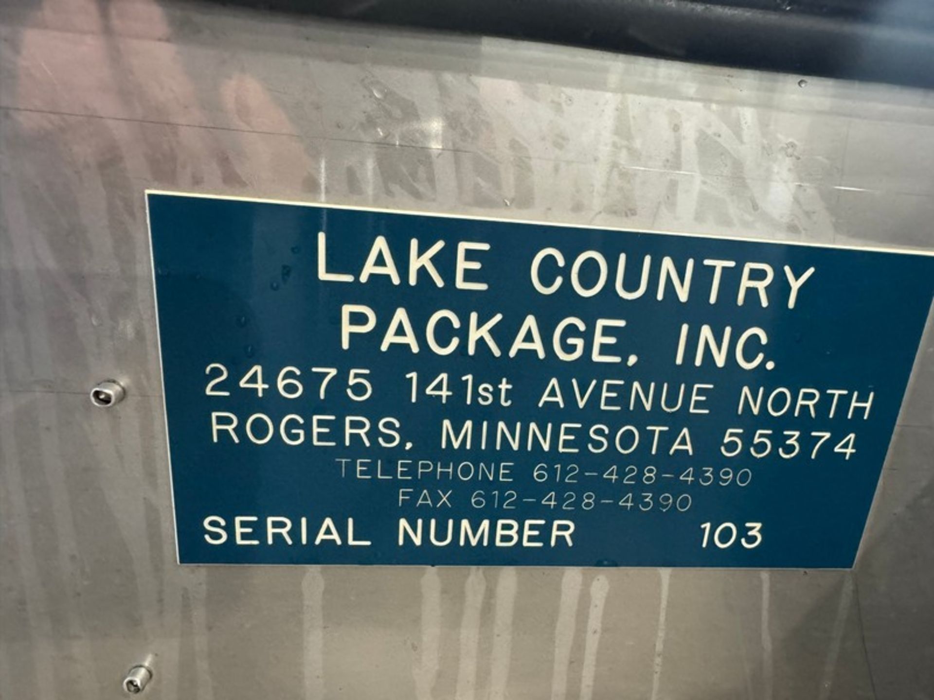 Lake County Packaging Inc. Press, S/N 103, with Control Panel, Mounted on S/S Frame (INV#104033) ( - Image 7 of 8