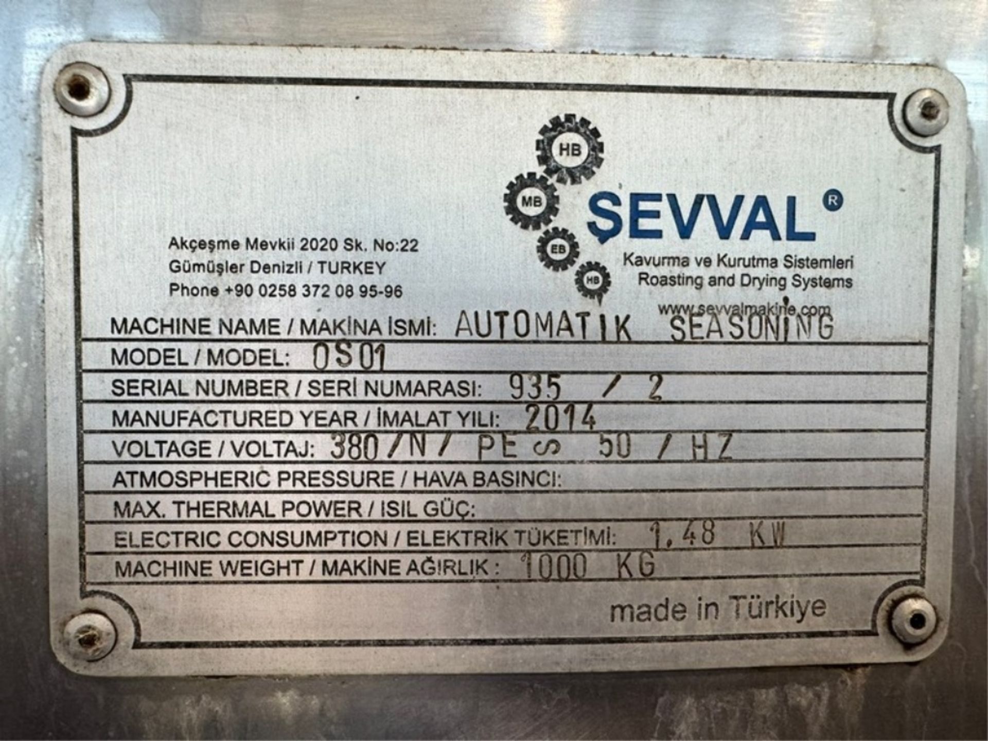 2014 SEVVAL Automatik Seasoning Tumbler, M/N 0S01, S/N 935/2, 380 Volts, with S/S Shaker Deck - Image 11 of 14