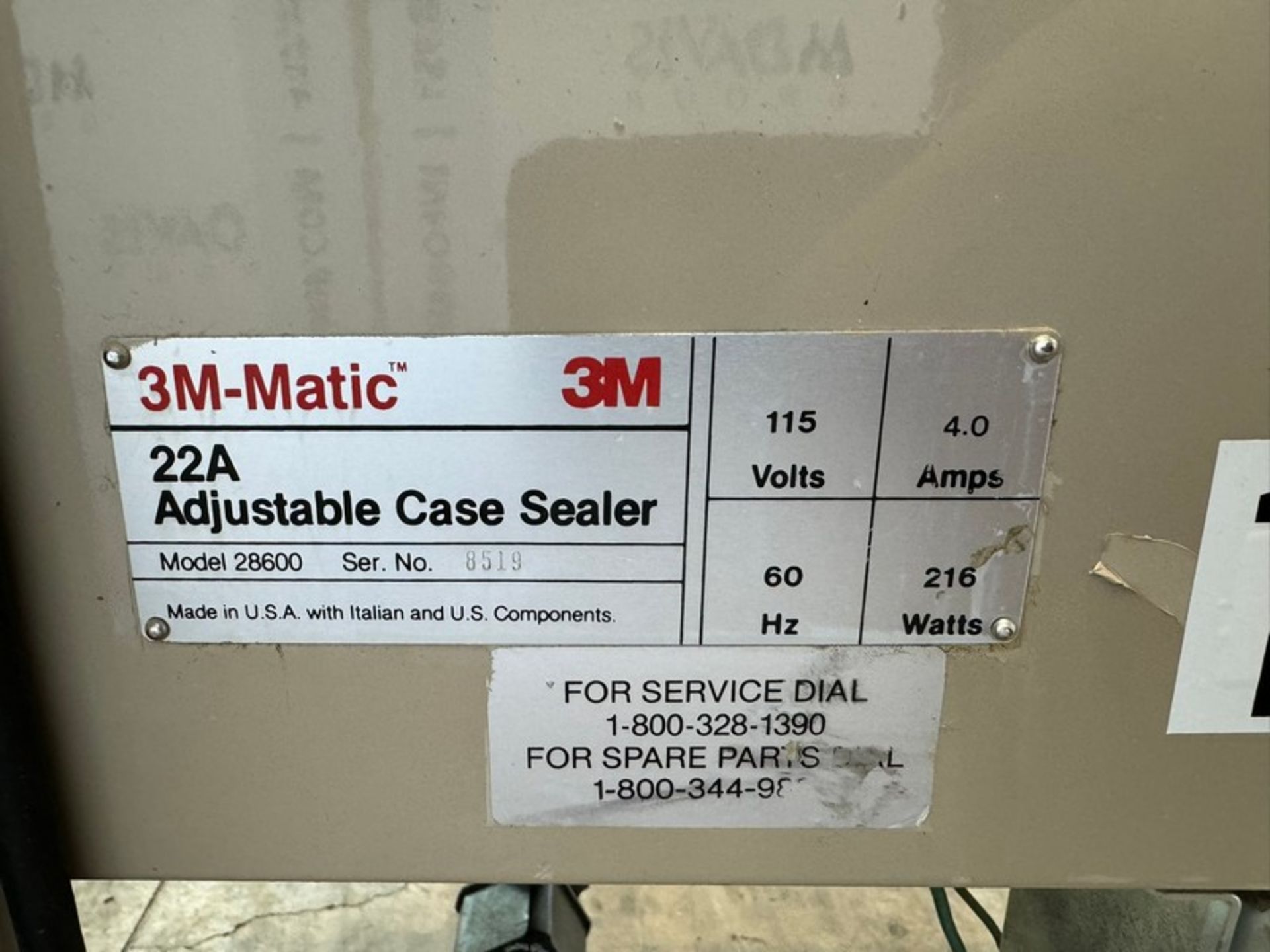 3M-Matic Top & Bottom Adjustable Case Sealer, M/N 28600, S/N 8519, 115 Volts, with Top & Bottom Tape - Image 5 of 6