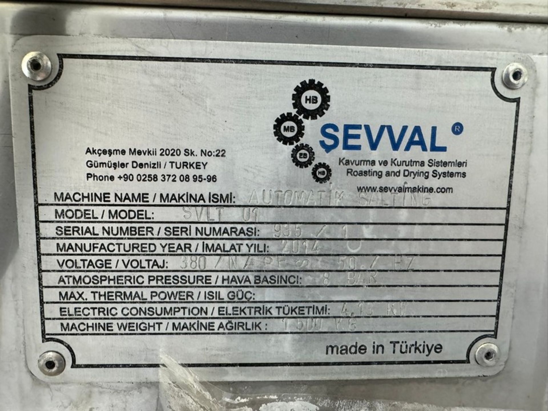2014 SEVVAL Automatic Salter, M/N SVLT 01, S/N 935/1, 380 Volts (INV#104030) (Located @ the MDG - Image 7 of 10