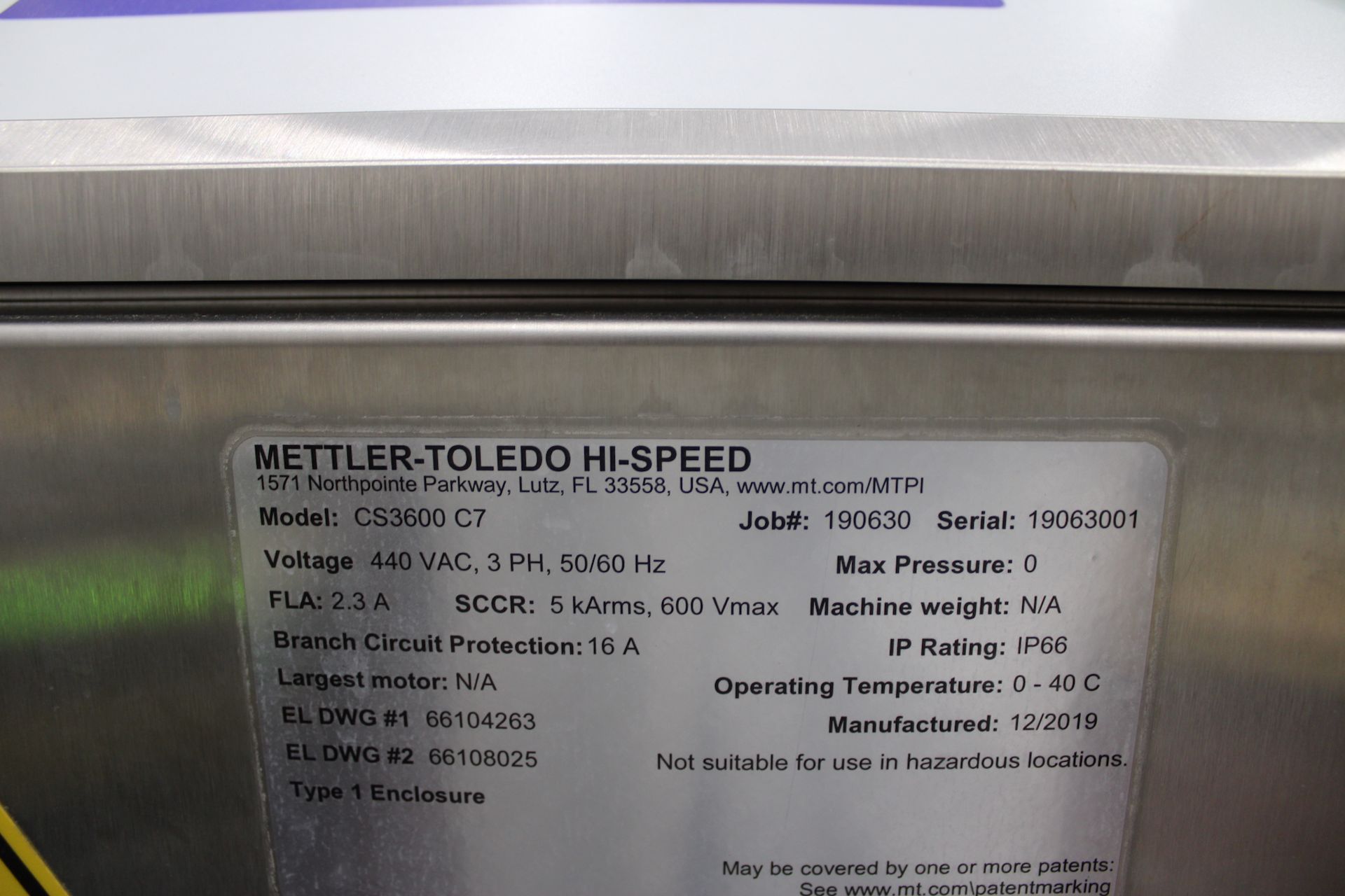 2019 METTLER TOLEDO CASE CHECKWEIGHER, MODEL CS3600 C7, S/N 19063001 - Image 4 of 8