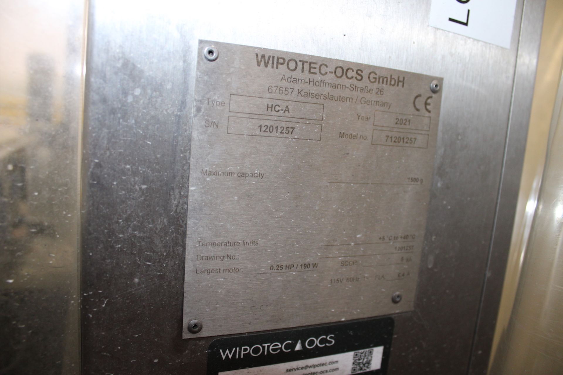 2021 WIPOTEC CHECK WEIGHER, MODEL 71201257, TYPE HC-A, S/N 1201257 (MORE PHOTOS COMING SOON) - Image 3 of 8