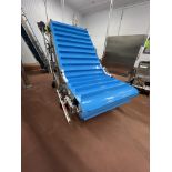 SMALLEY CLEATED INCLINE CONVEYOR, APPROX. 52 IN. W BELT, APPROX. 80 IN. TOP HEIGHT, APPROX. 3 IN.