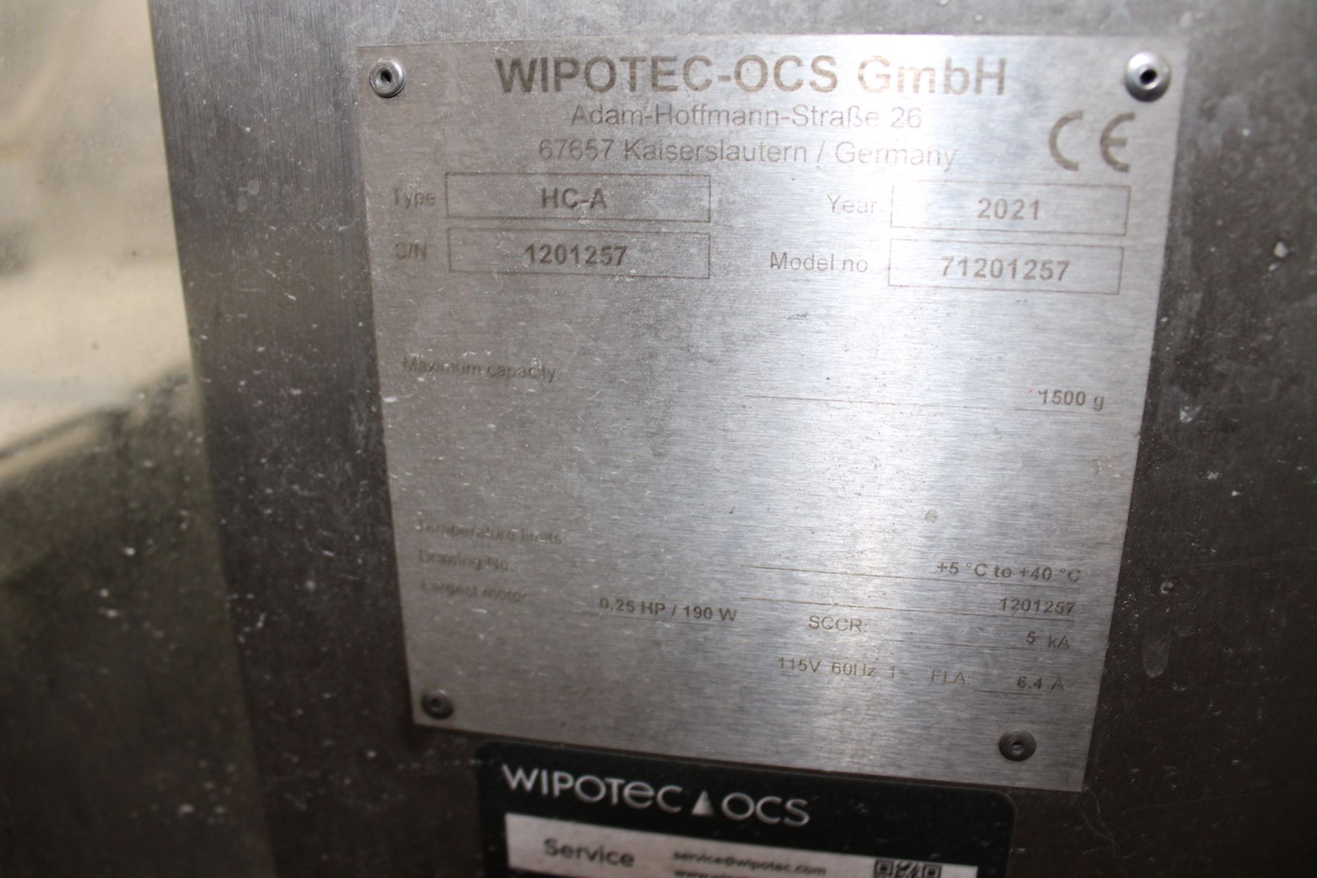 2021 WIPOTEC CHECK WEIGHER, MODEL 71201257, TYPE HC-A, S/N 1201257 (MORE PHOTOS COMING SOON) - Image 8 of 8