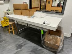 Shop Table, Aprox. 7 ft. L x 3 ft. W x 3.5 ft. H, Mounted on Portable Frame (LOCATED IN MOUNT