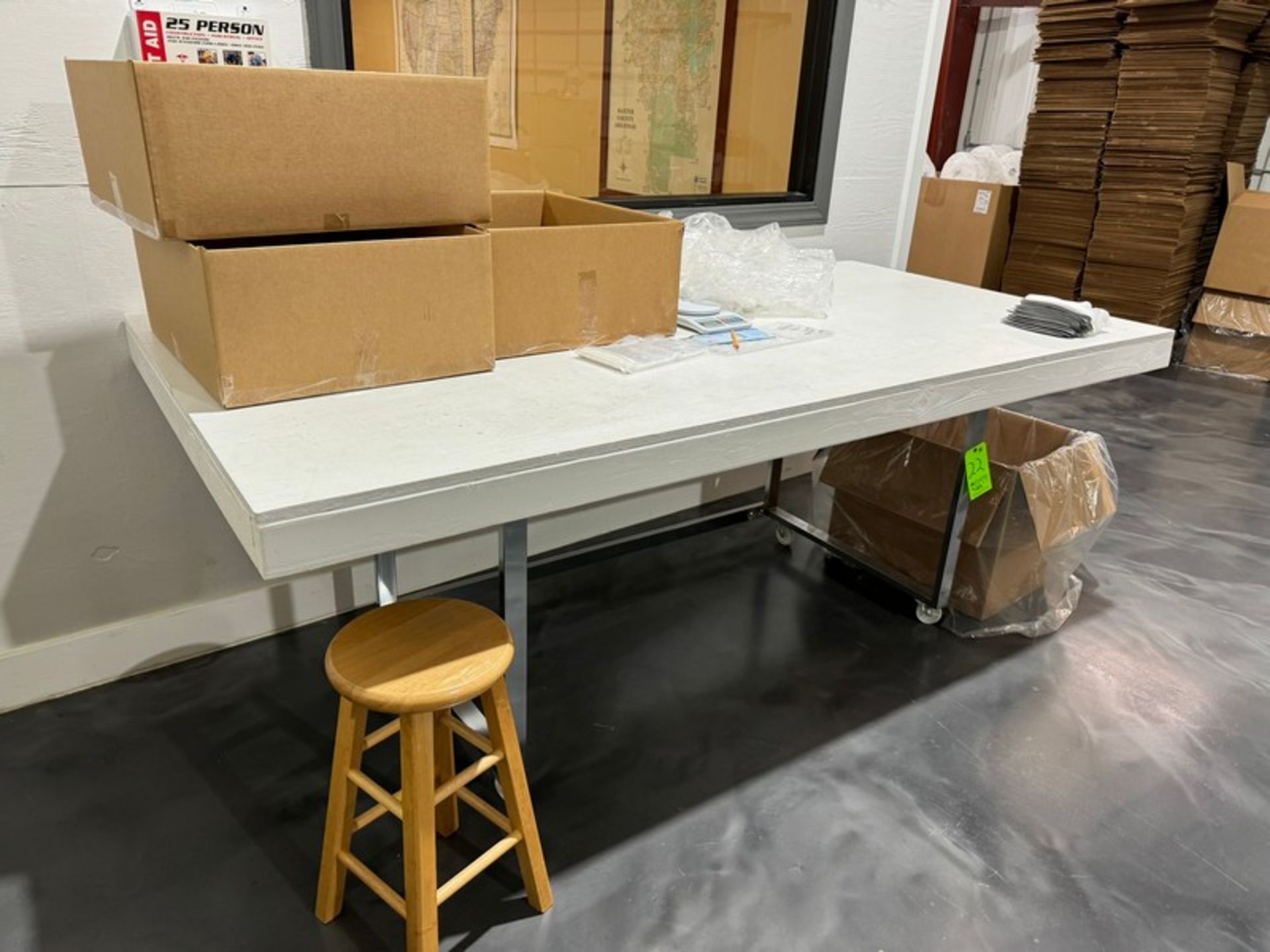 Shop Table, Aprox. 7 ft. L x 3 ft. W x 3.5 ft. H, Mounted on Portable Frame (LOCATED IN MOUNT - Bild 2 aus 2