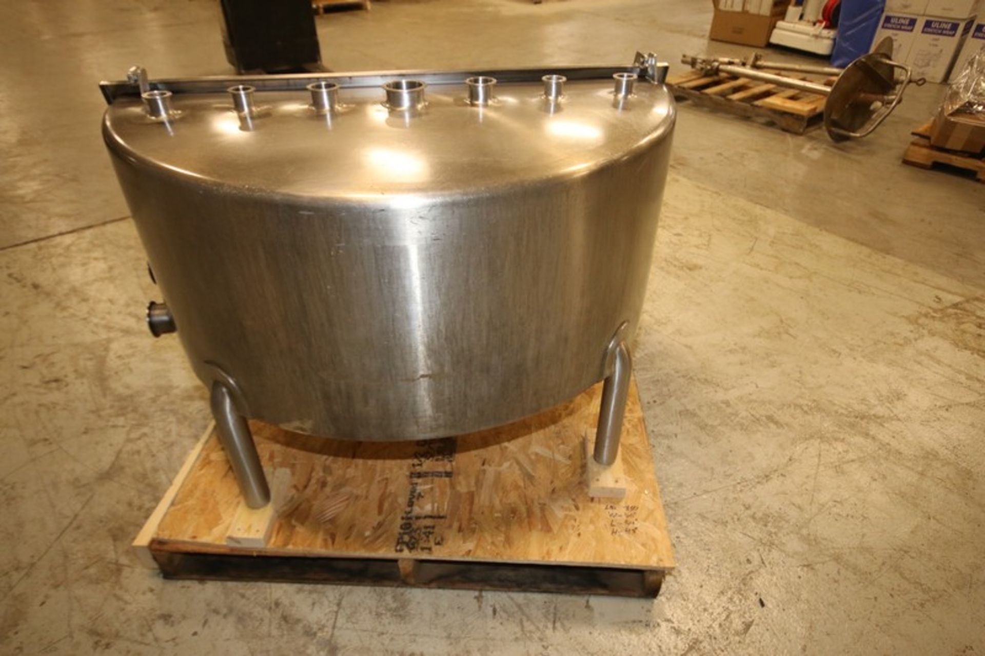 Aprox. 110 Gallon S/S Balance Tank, with Hinged Lid, (7) 1.5", 2" & 3" CT Top Connections, (5) - Image 6 of 7