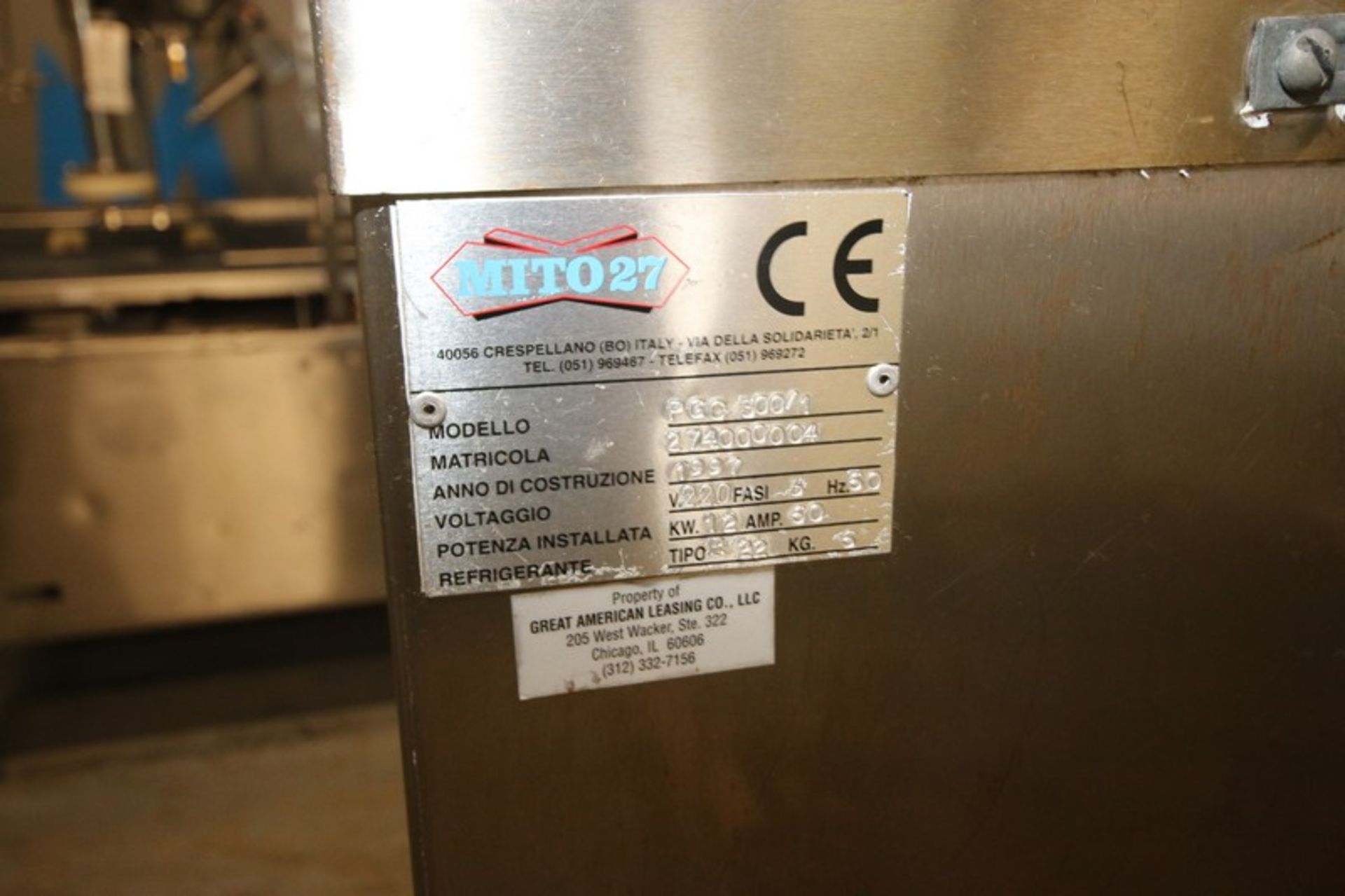 Catta Mito 27 S/S Continuous Ice Cream Freezer, Type PGC 300/1, S/N 274000004, 220 Volts, Overall - Image 6 of 6