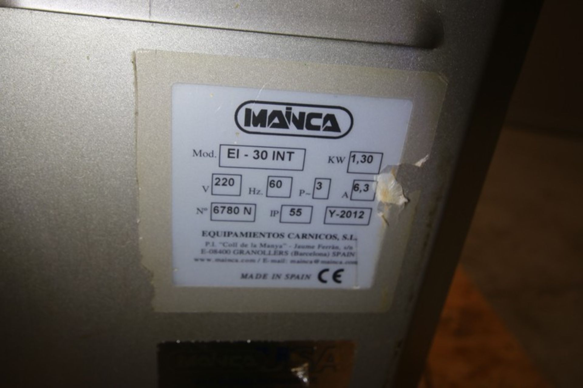 Mainca S/S Sausage Stuffer, Model EI-30 INT, SN 6780N, 220V (INV#103004) (Located @ the MDG - Image 7 of 7