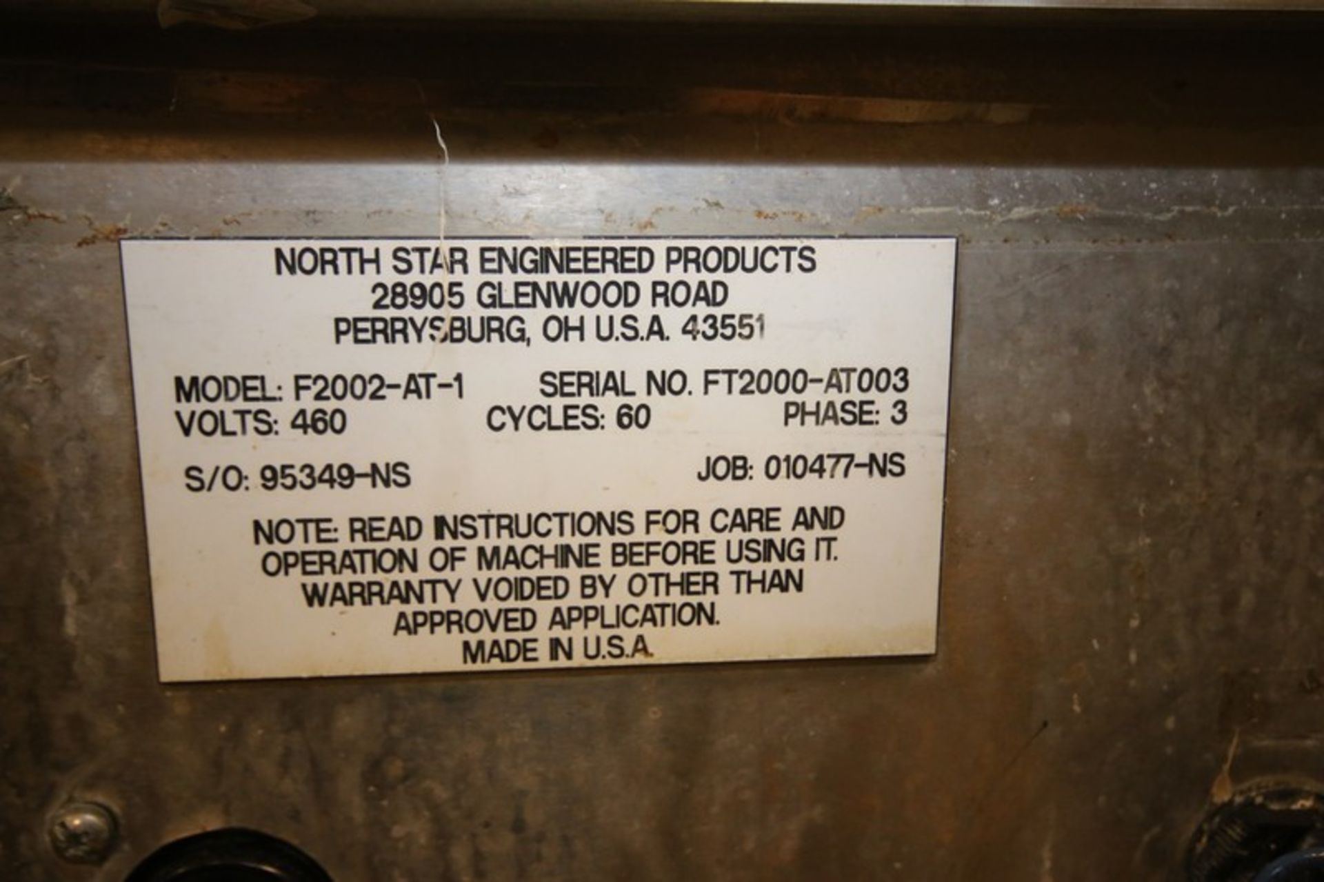 North Star Engineering Apple Wedger with Preservative Treatment Bath, Model F2002-AT-1, S/N FT2000- - Image 10 of 15
