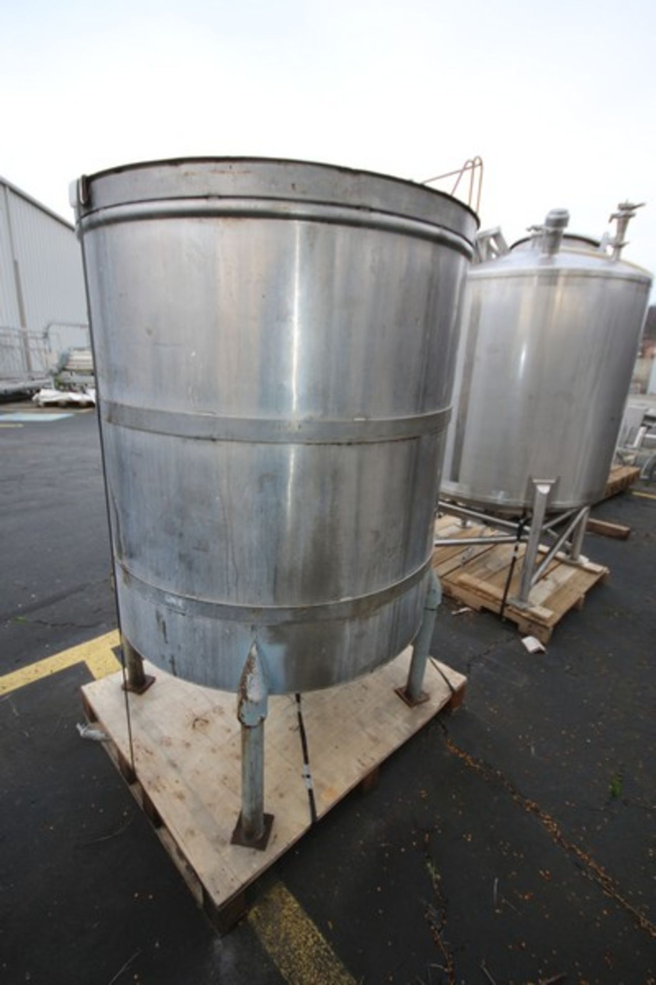 Aprox. 250 Gallon S/S Vertical Tank with Open Top, 2" Bottom Connection, Steel Legs (INV#101751) ( - Image 4 of 6