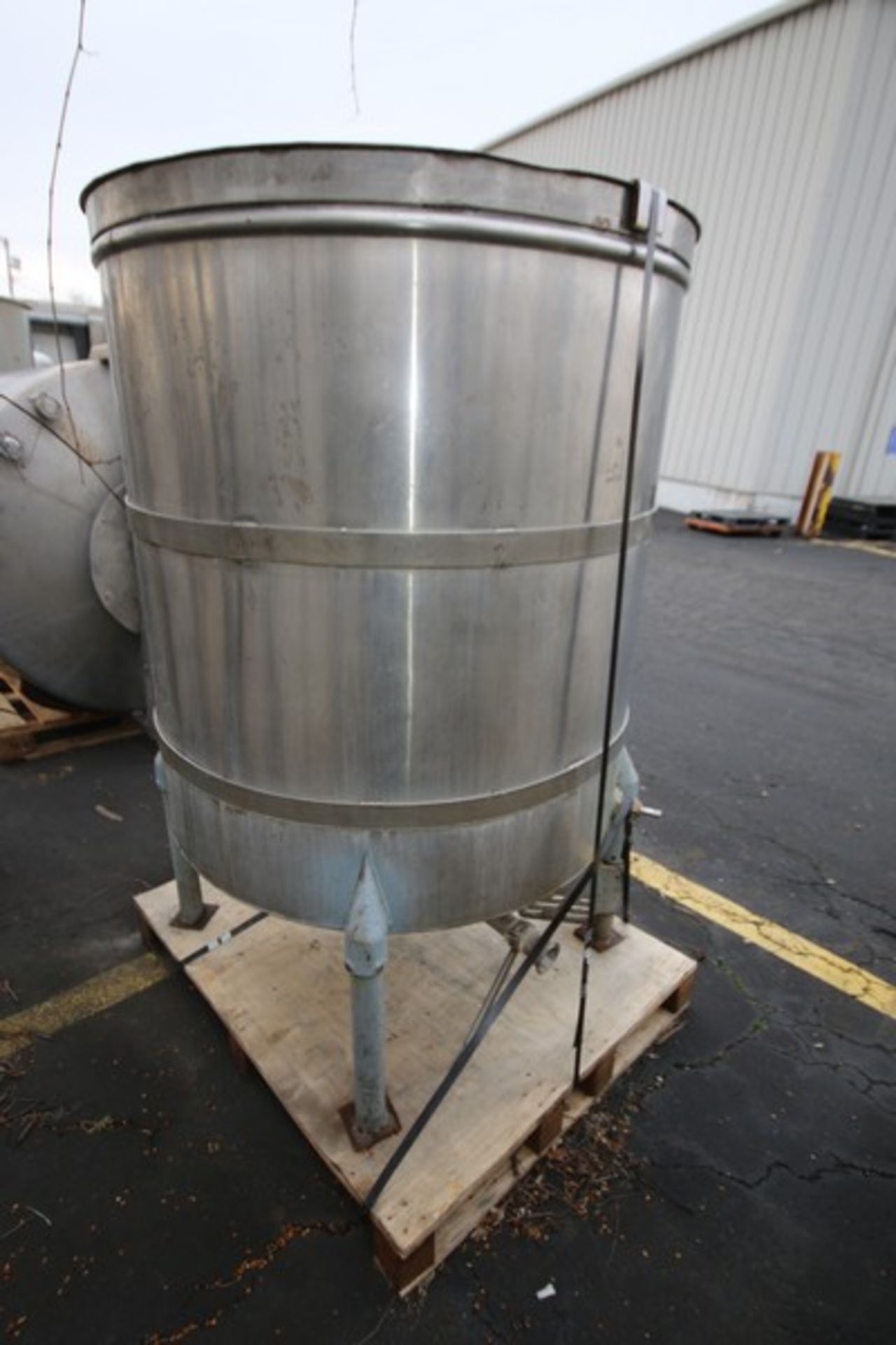 Aprox. 250 Gallon S/S Vertical Tank with Open Top, 2" Bottom Connection, Steel Legs (INV#101751) ( - Image 5 of 6
