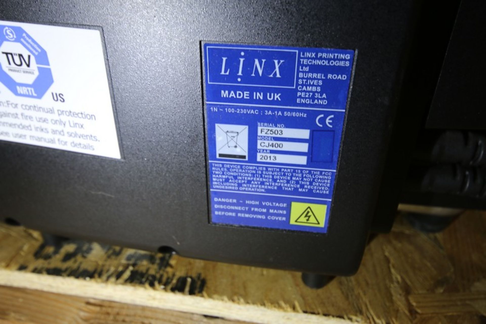 Linx Ink Jet Coder, Model CJ400, SN FZ503, with (1) Head (INV#101622 (Located @ the MDG Auction - Image 5 of 5