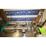 Lot of (2) Tri Clover 4" 3-Way Long Stem S/S Air Valves, Model 761TR-21M-29S-4-316L-38-4, SN