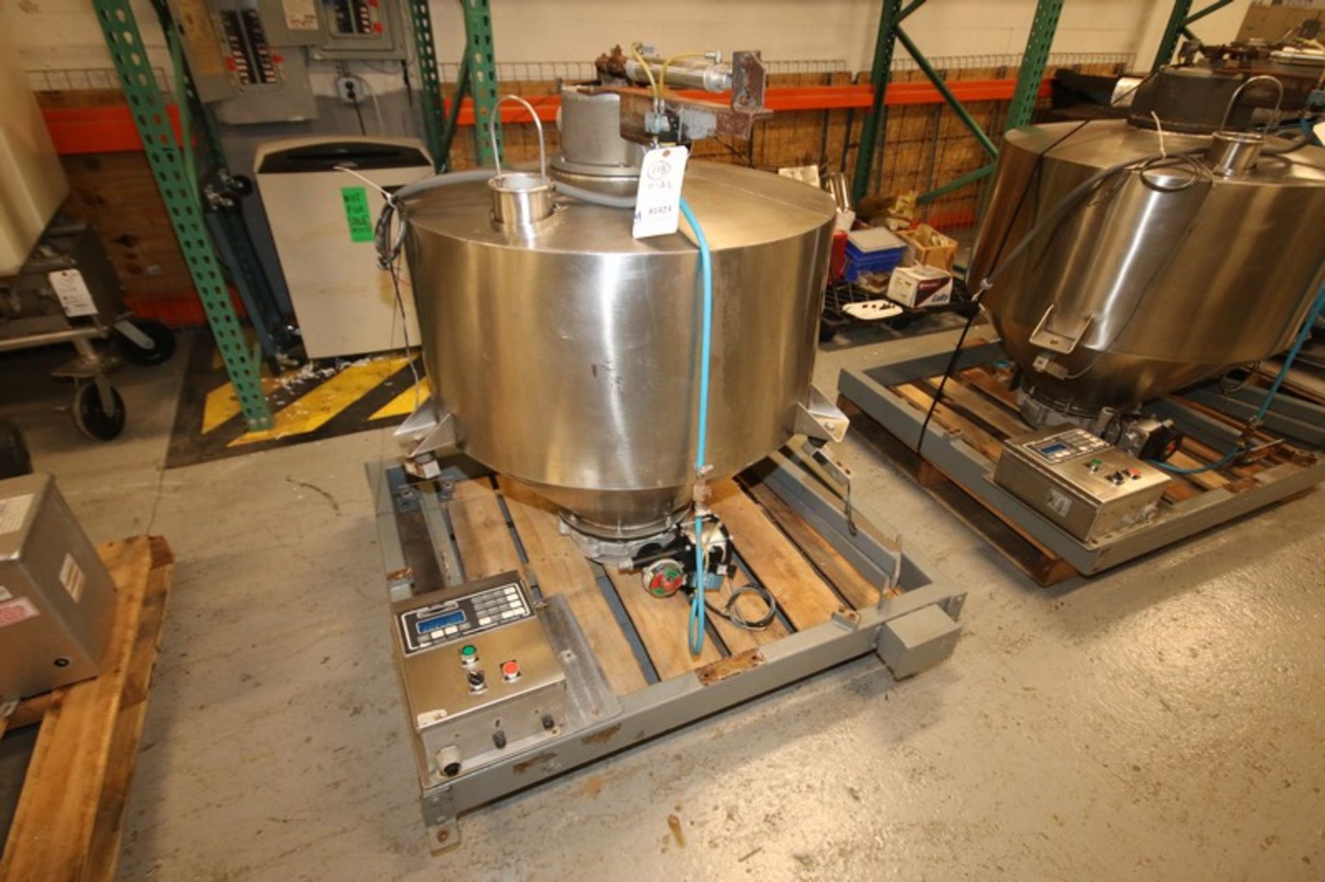 36"W x 32"H Cone Bottom S/S Powder Hopper, with Load Cells, Pneumatic Top & Bottom Valve with - Image 3 of 3