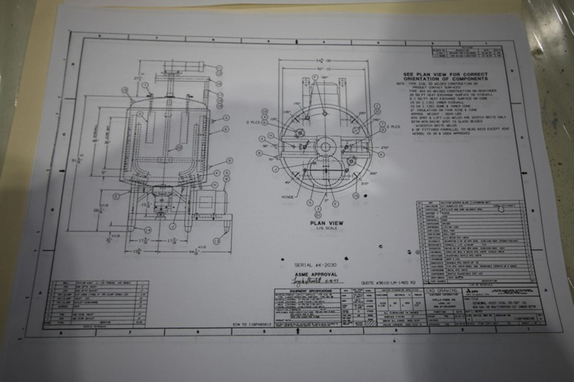 APV 400 Gallon Crepaco S/S Jacketed Dome Top Multiverter / Blender, SN K-2030, 316L Stainless, - Image 21 of 22