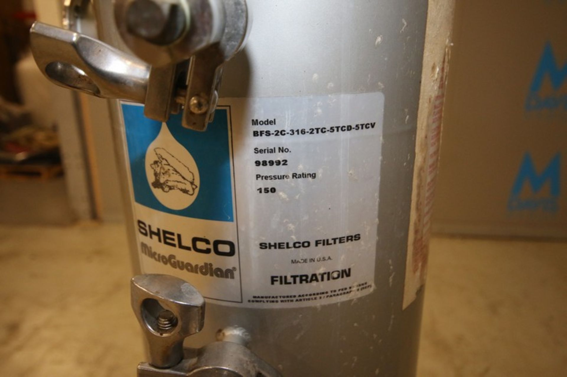 Shelco 40" H x 8" W In-Line Vertical S/S Filter, Model BFS-2C-316-2TC-5TCV, SN 98992, with 2" CT - Image 6 of 6